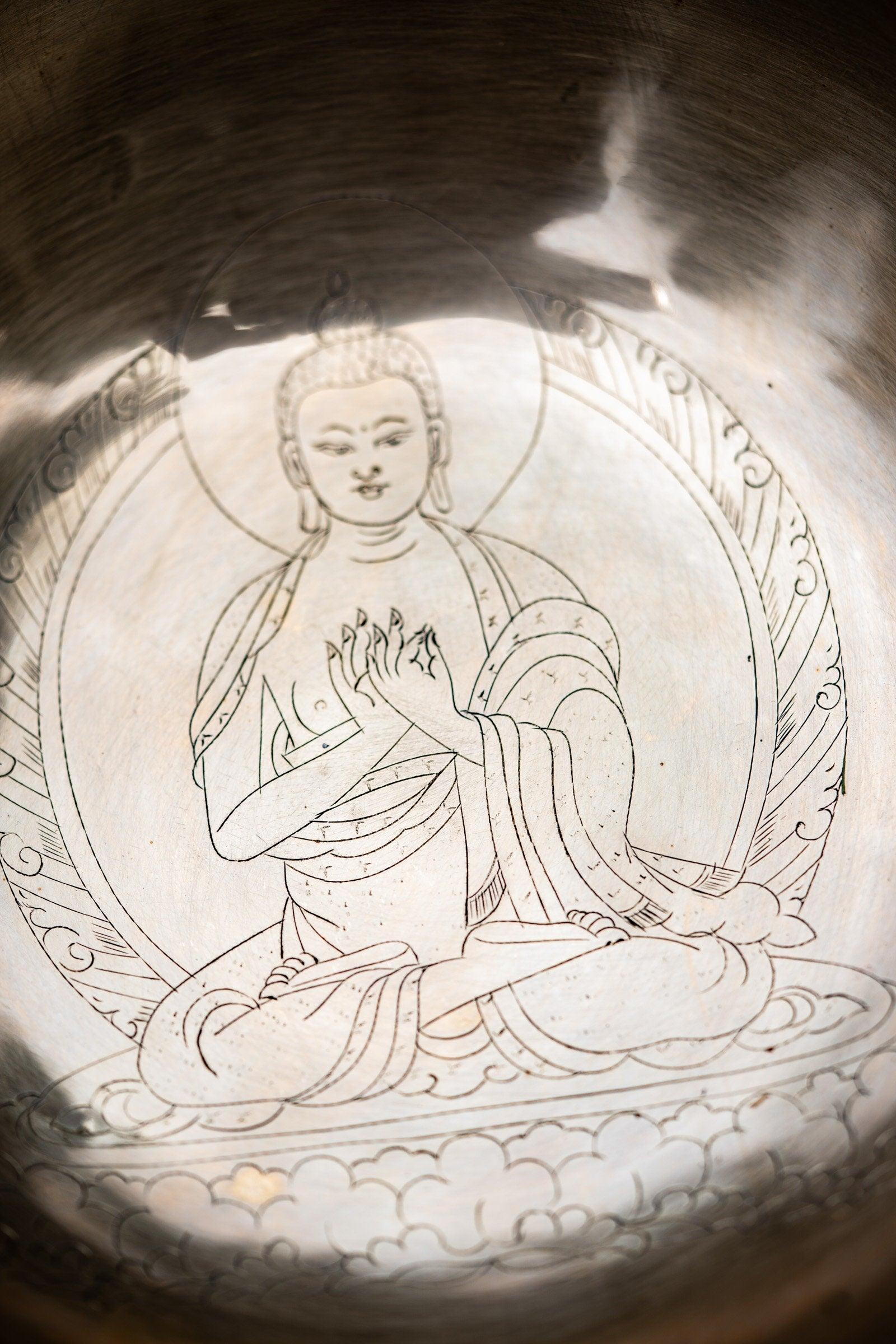 Singing Bowl with Vairocana Engraved - Himalayas Shop