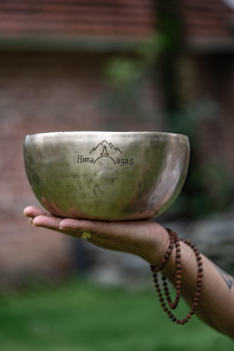 Tibetan Singing Bowl with Green Tara Carving - Himalayas Shop