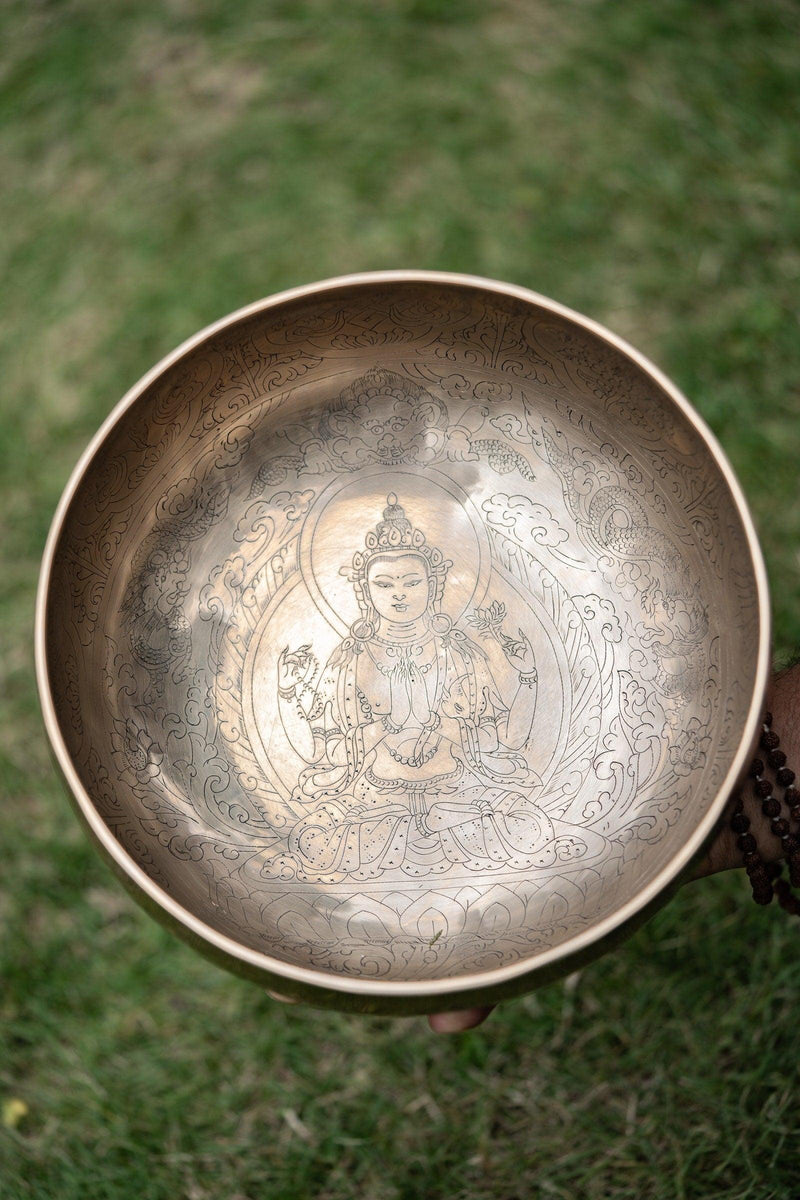 Himalayas Chakra Healing Singing Bowl Chengresi carving - Himalayas Shop