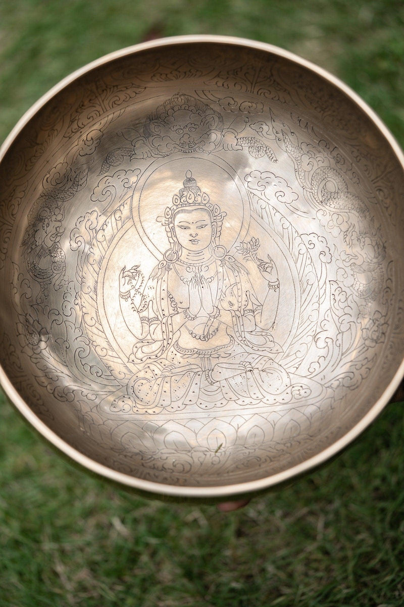 Chengresi Singing bowl hand carving special  art piece. An exclusive collection of Singing bowl.