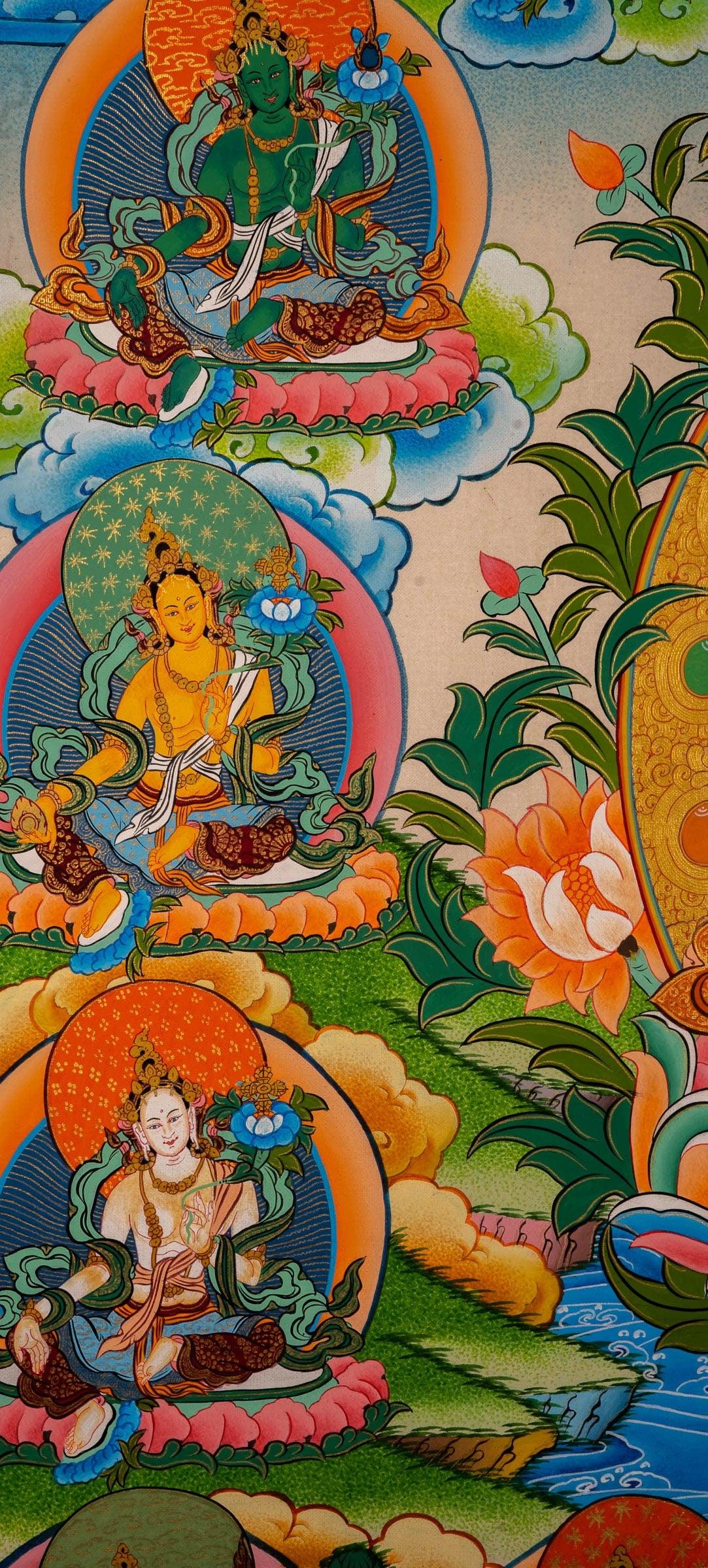 High Quality Green Tara Thangka Painting - Himalayas Shop