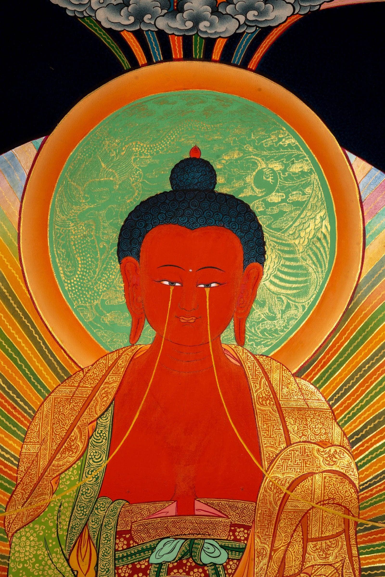 Long Life Amitabha Buddha Thangka - Himalayas Shop