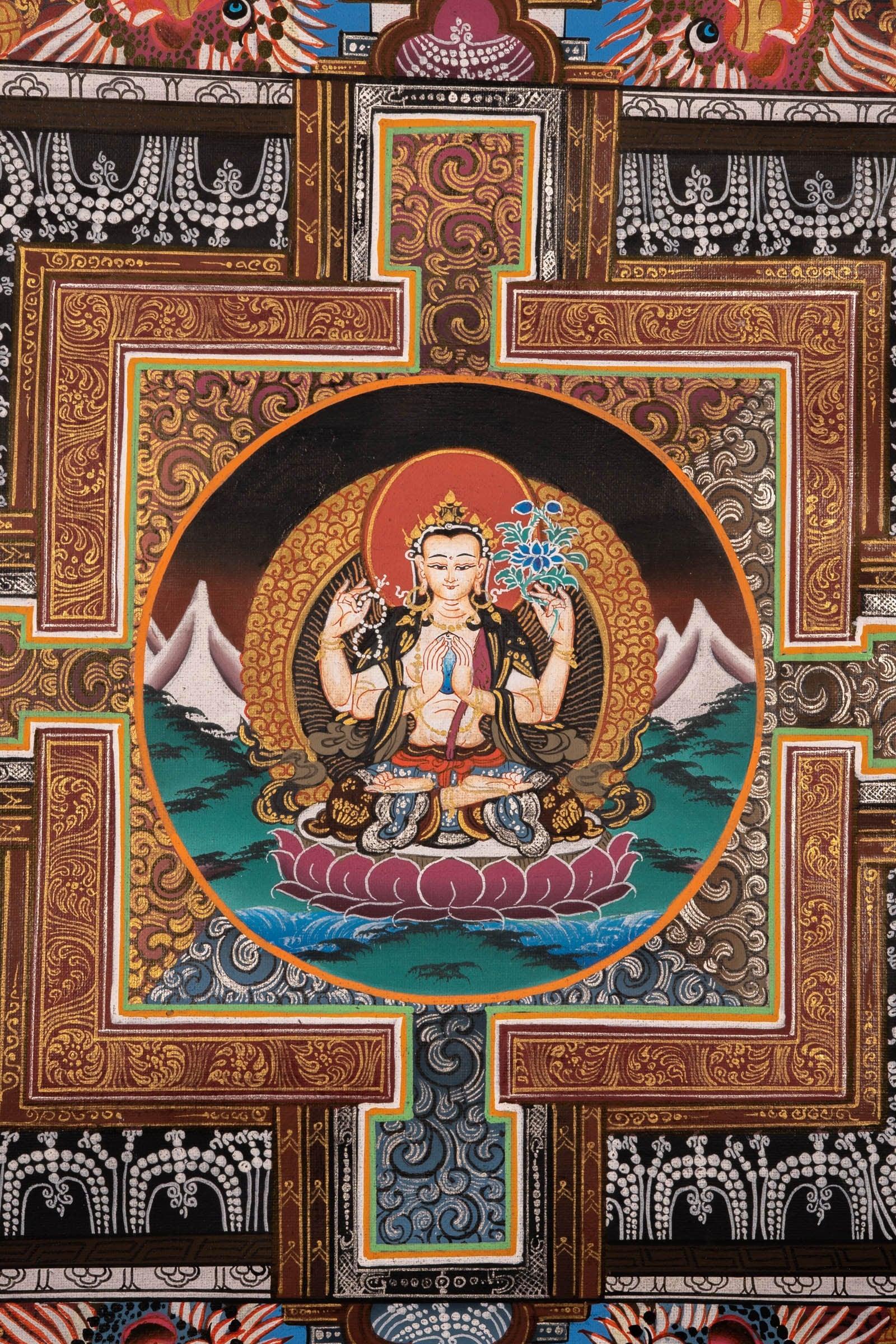 Chengresi Mandala Thangka Painting For home decor and and Wall hanging 