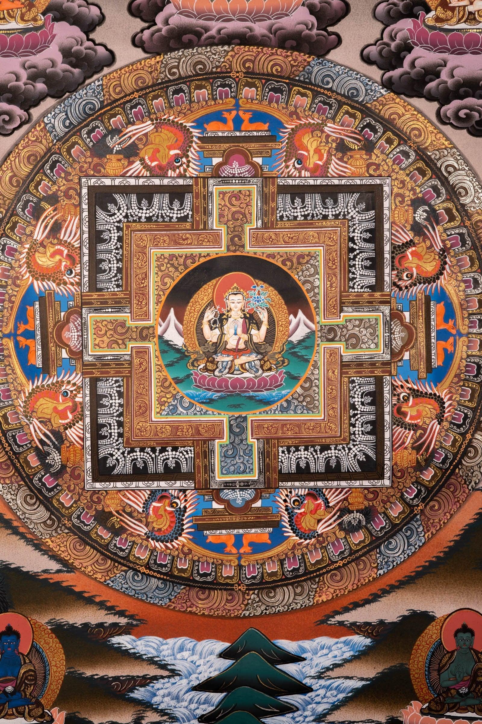 Chengresi Mandala Thangka Painting For home decor and and Wall hanging 