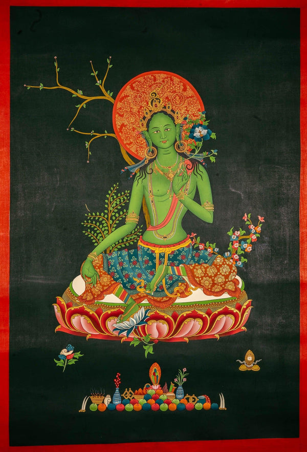 Green Tara Female Buddha Art - Himalayas Shop