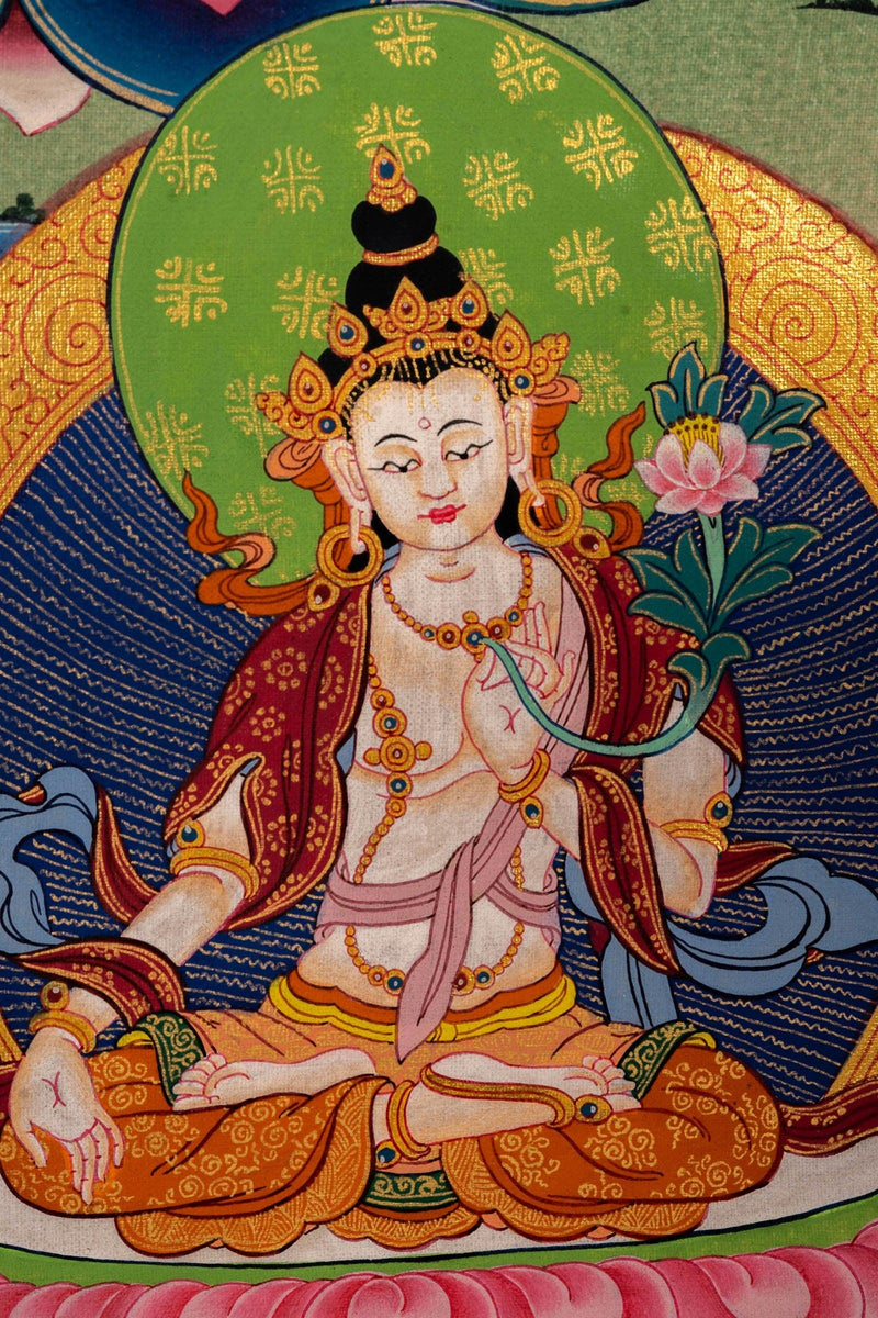 Green Tara Female Deity Thangka Painting For home decor and and Wall hanging 