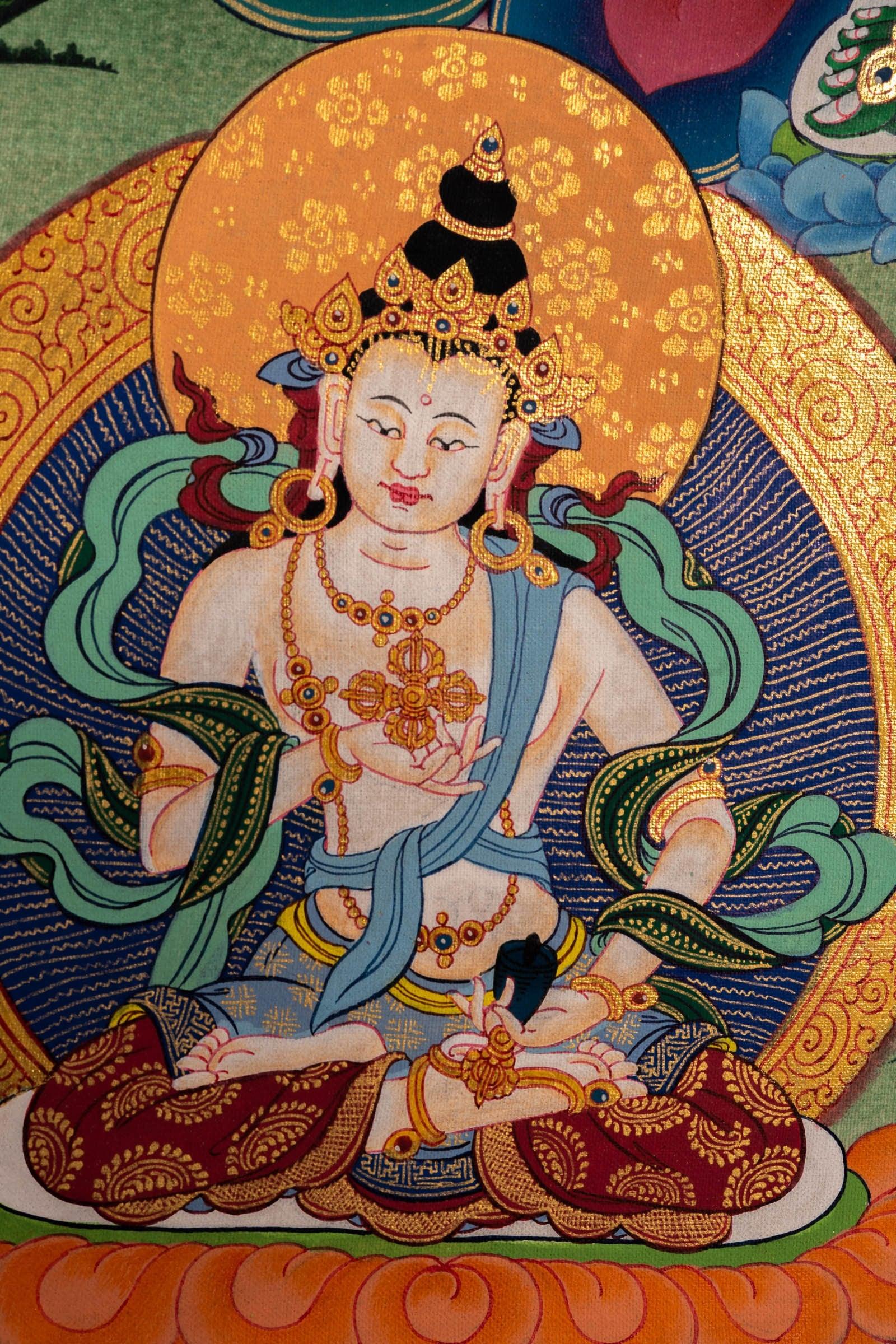 Green Tara Female Deity Thangka Painting For home decor and and Wall hanging 