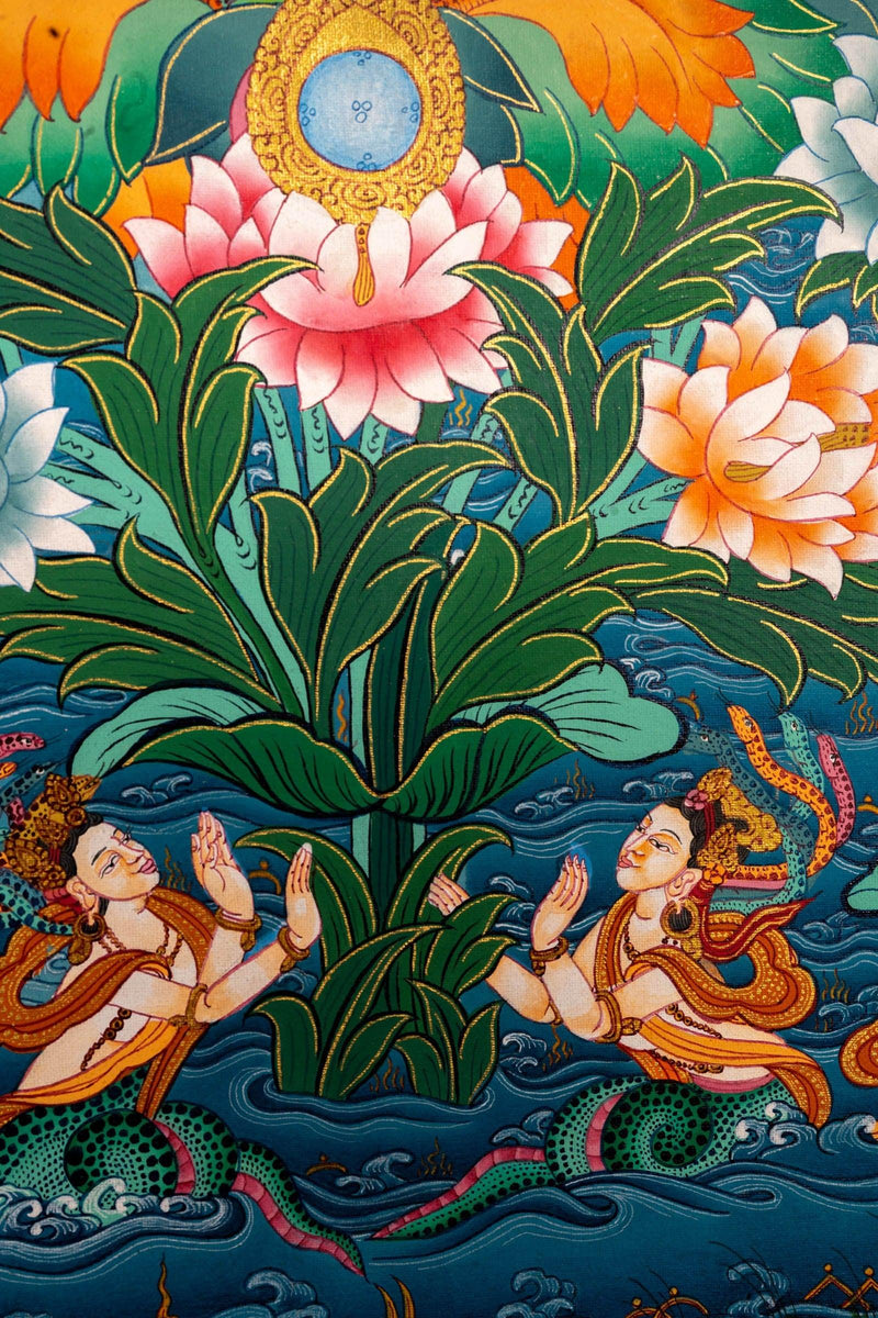 Green Tara Female Deity Thangka Painting For home decor and and Wall hanging 