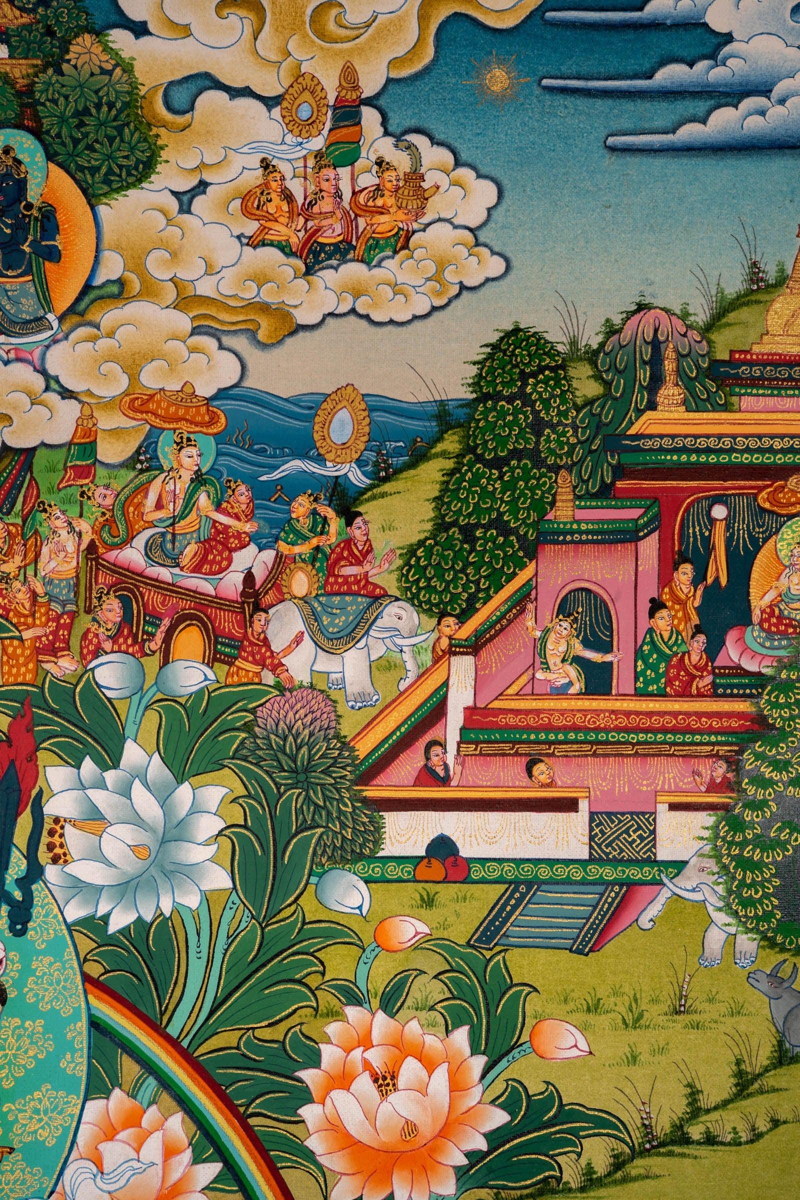 Guru Rinpoche Thangka Painting from Nepal  For home decor and and Wall hanging 