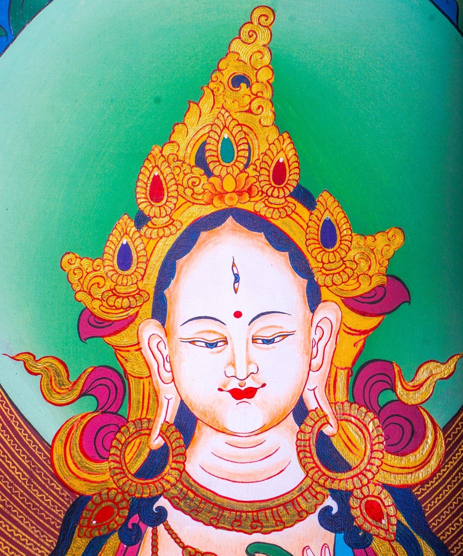 White Tara Thangka - Liberator For Meditational Practice and Spiritual Gifts