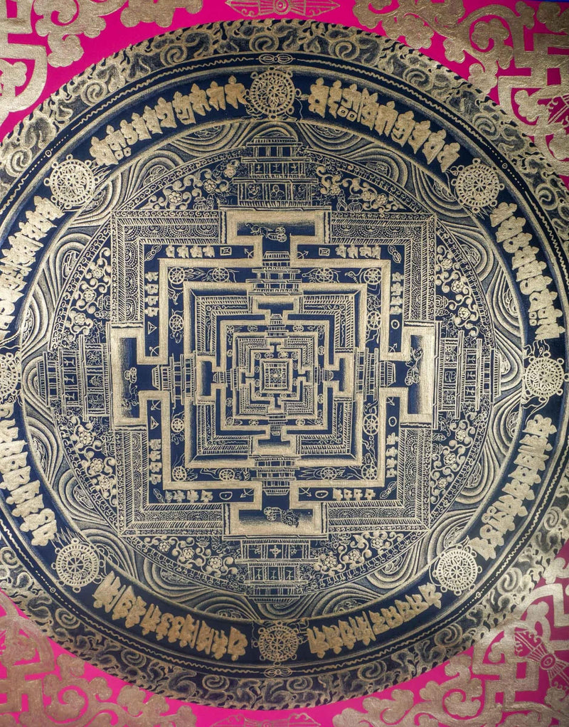 Kalchakra Mandala Thangka Painting for chakra cleansing and room decor