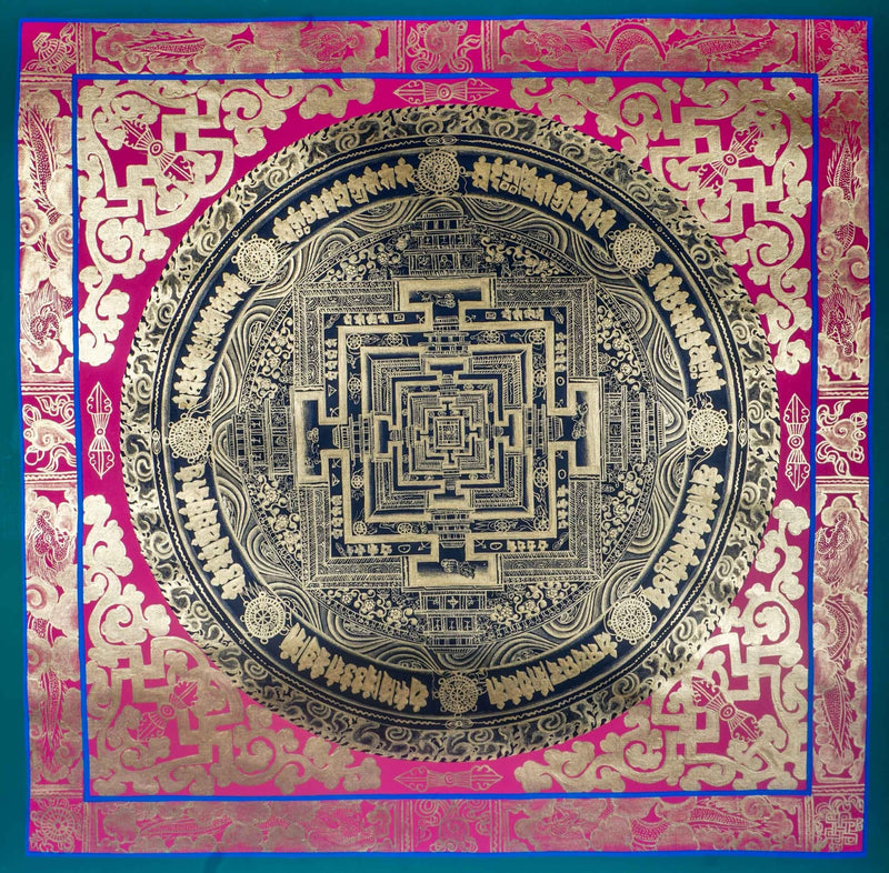 Kalchakra Mandala Thangka Painting for chakra cleansing and room decor