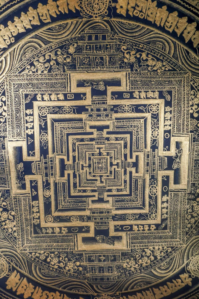 Kalchakra Mandala Thangka Painting for chakra cleansing and room decor