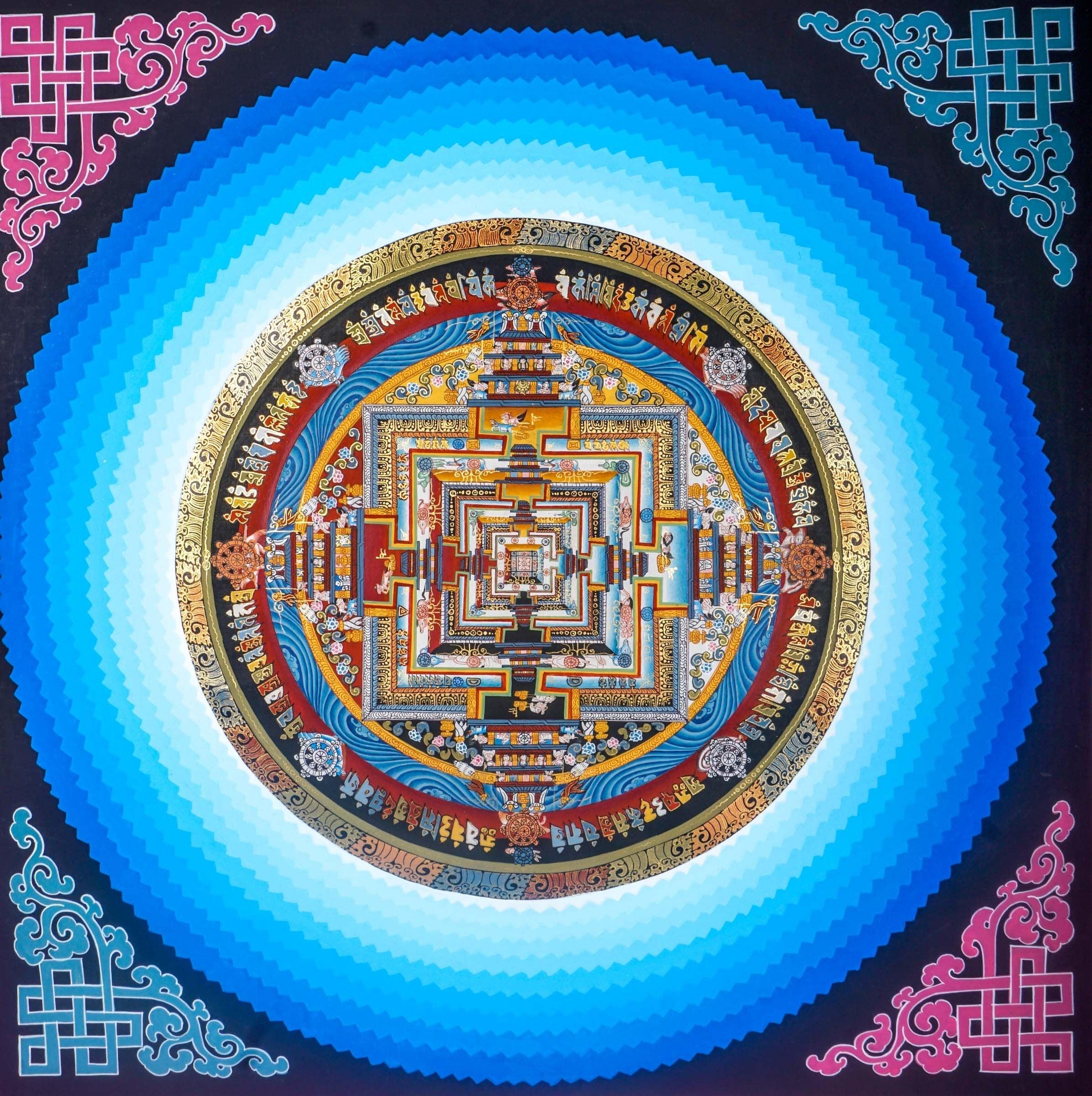 Lotus Kalchakra Mandala Thanka Painting - Himalayas Shop