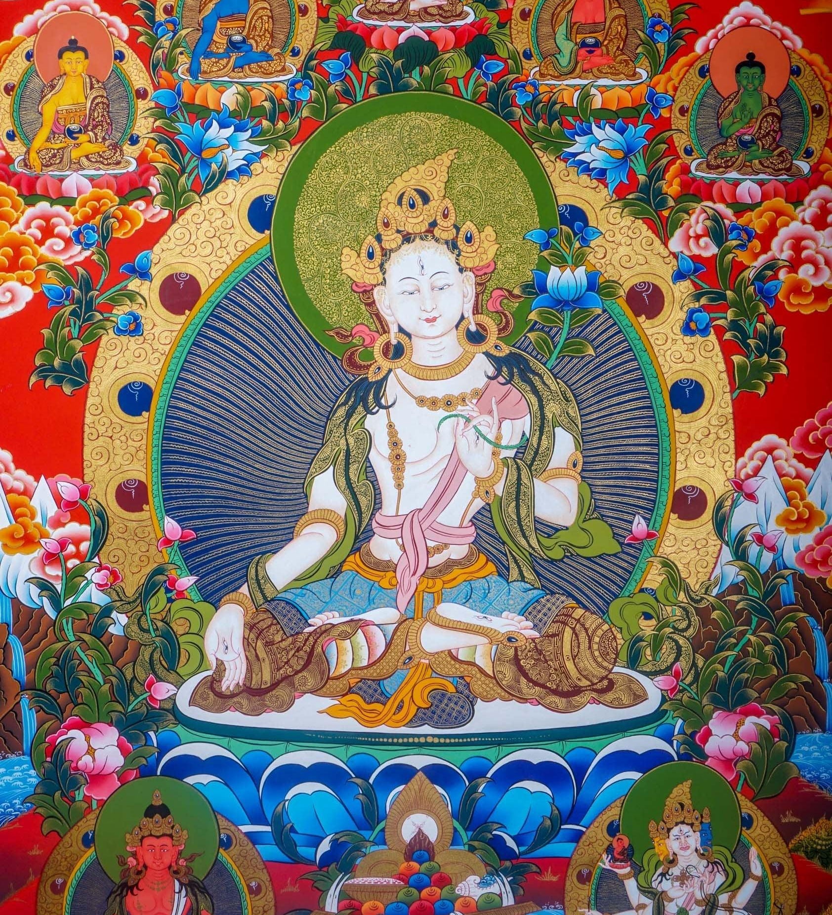 White Tara Tibetan Thangka Art - Himalayas Shop