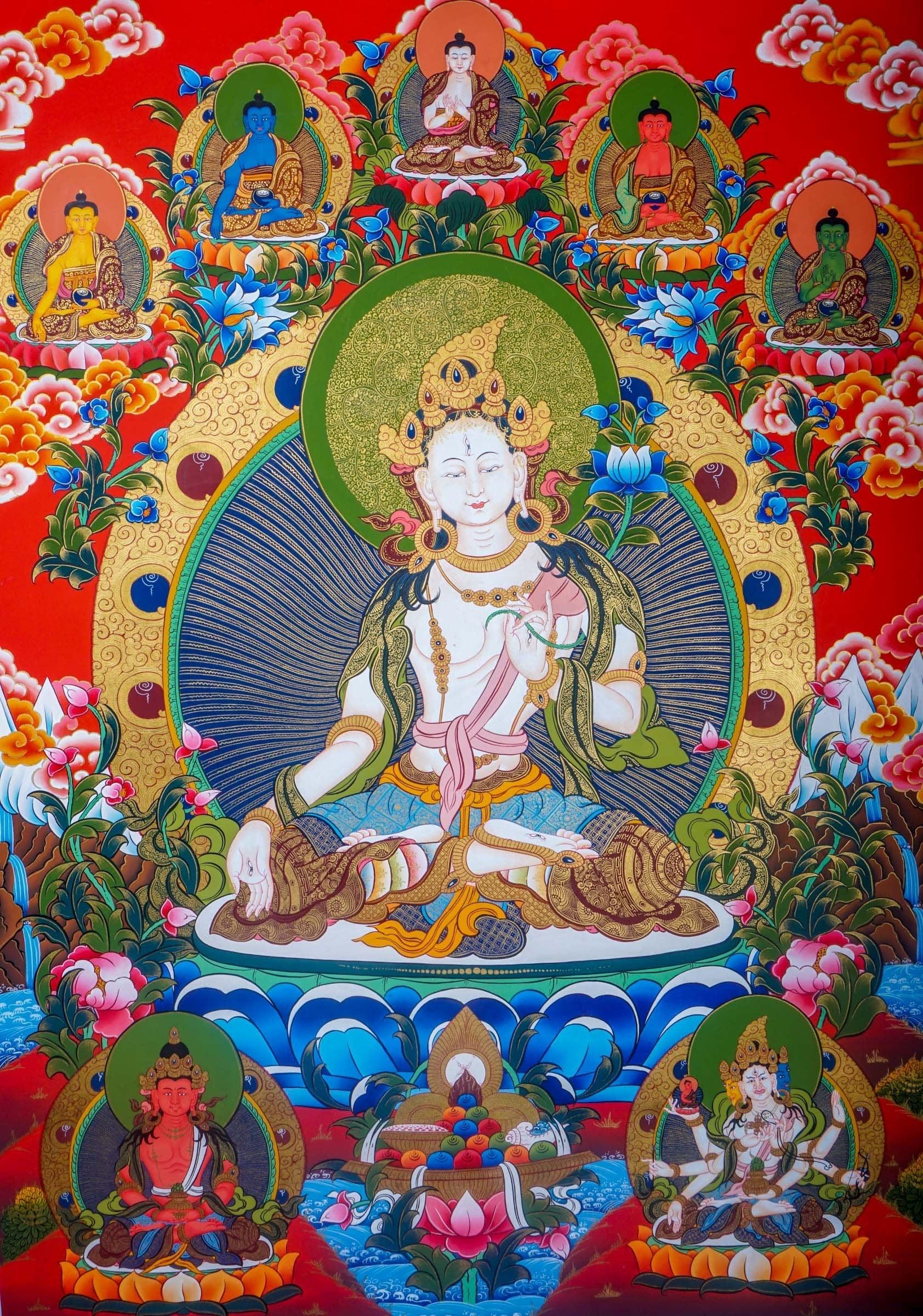 White Tara Tibetan Thangka Art - Himalayas Shop
