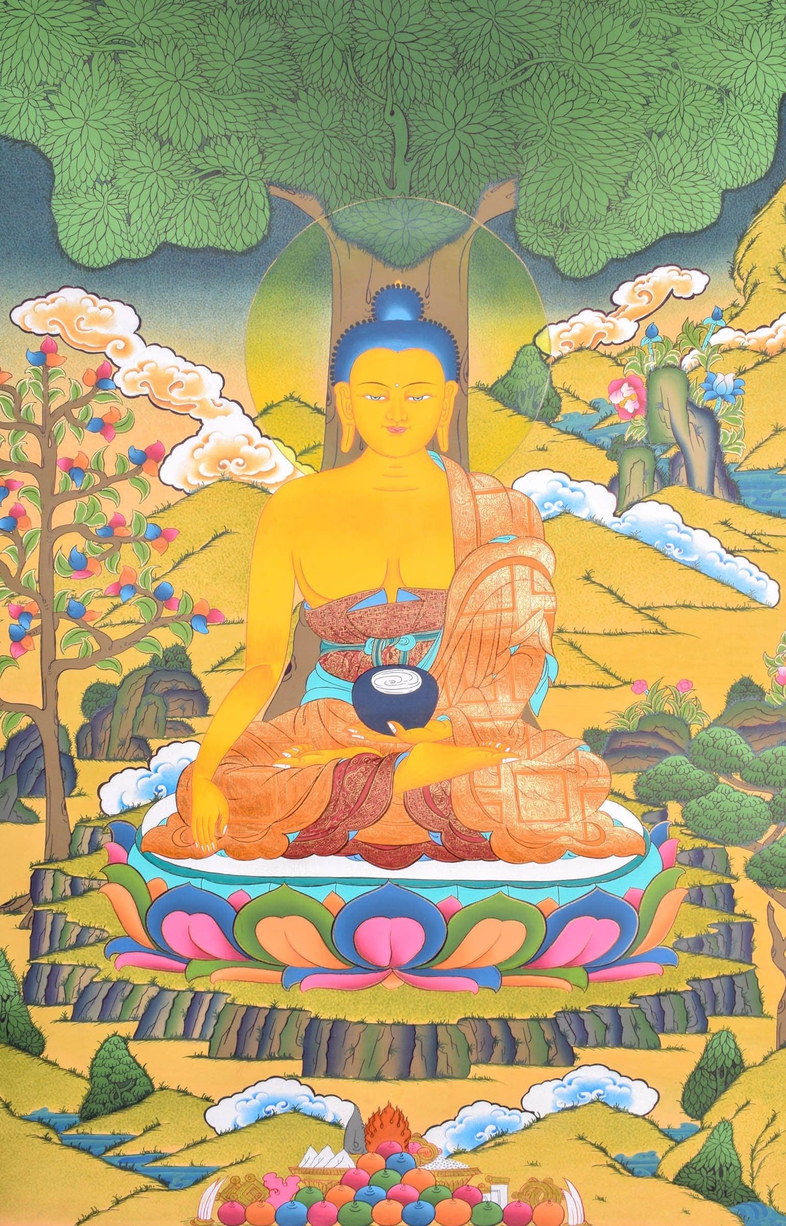 Shakyamuni Buddha thangka - Himalayas Shop