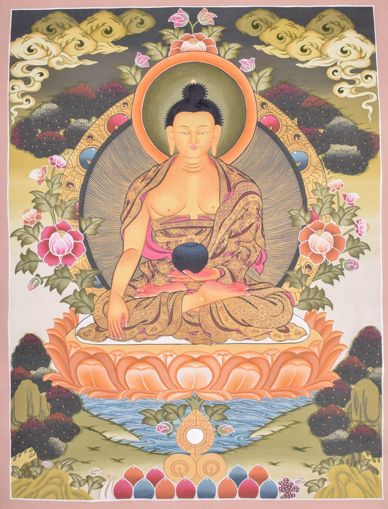 Tibetan Thangka Painting of Shakyamuni Buddha - Himalayas Shop