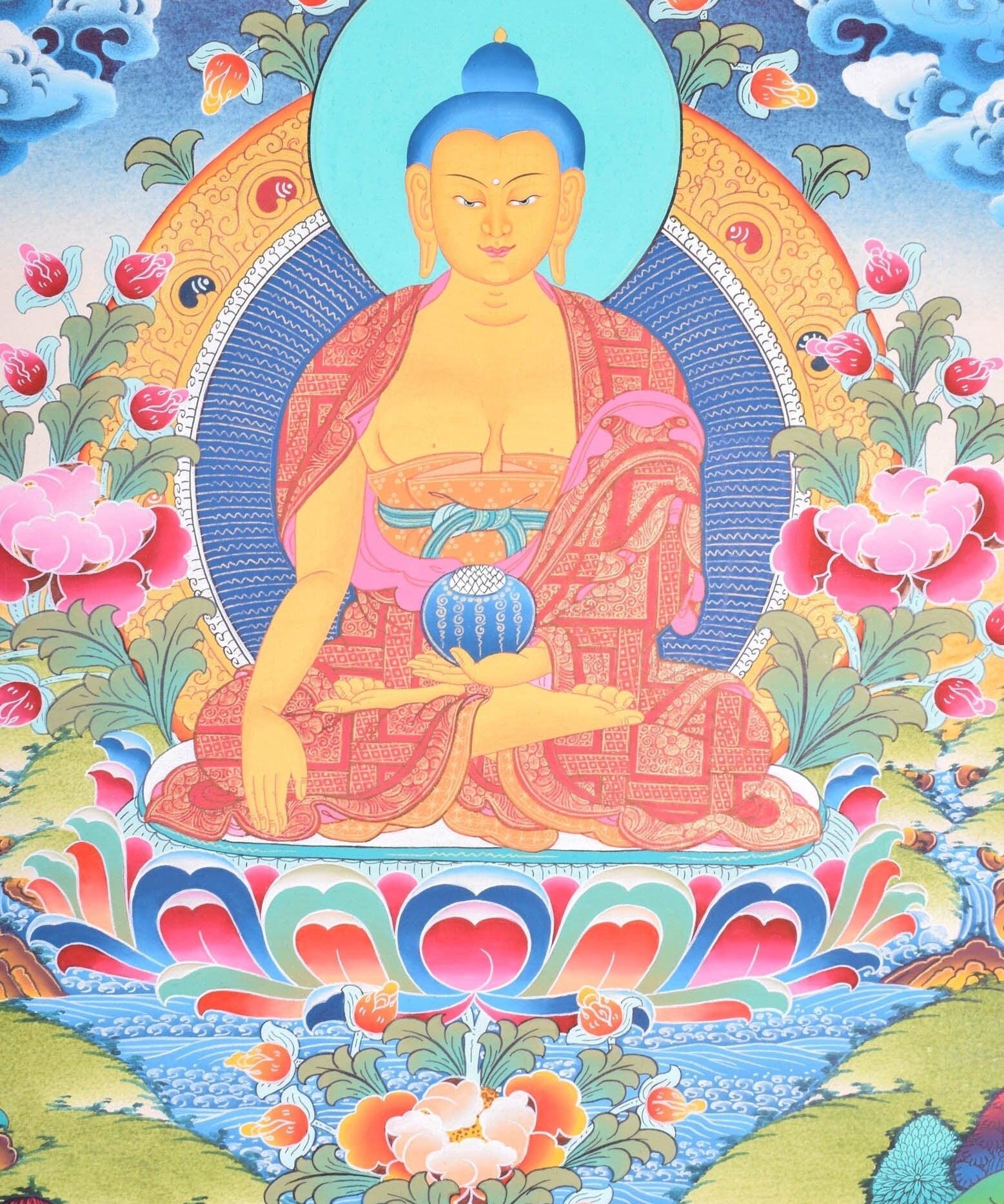 Shakyamuni buddha thangka painting for meditational practice and spiritual gift