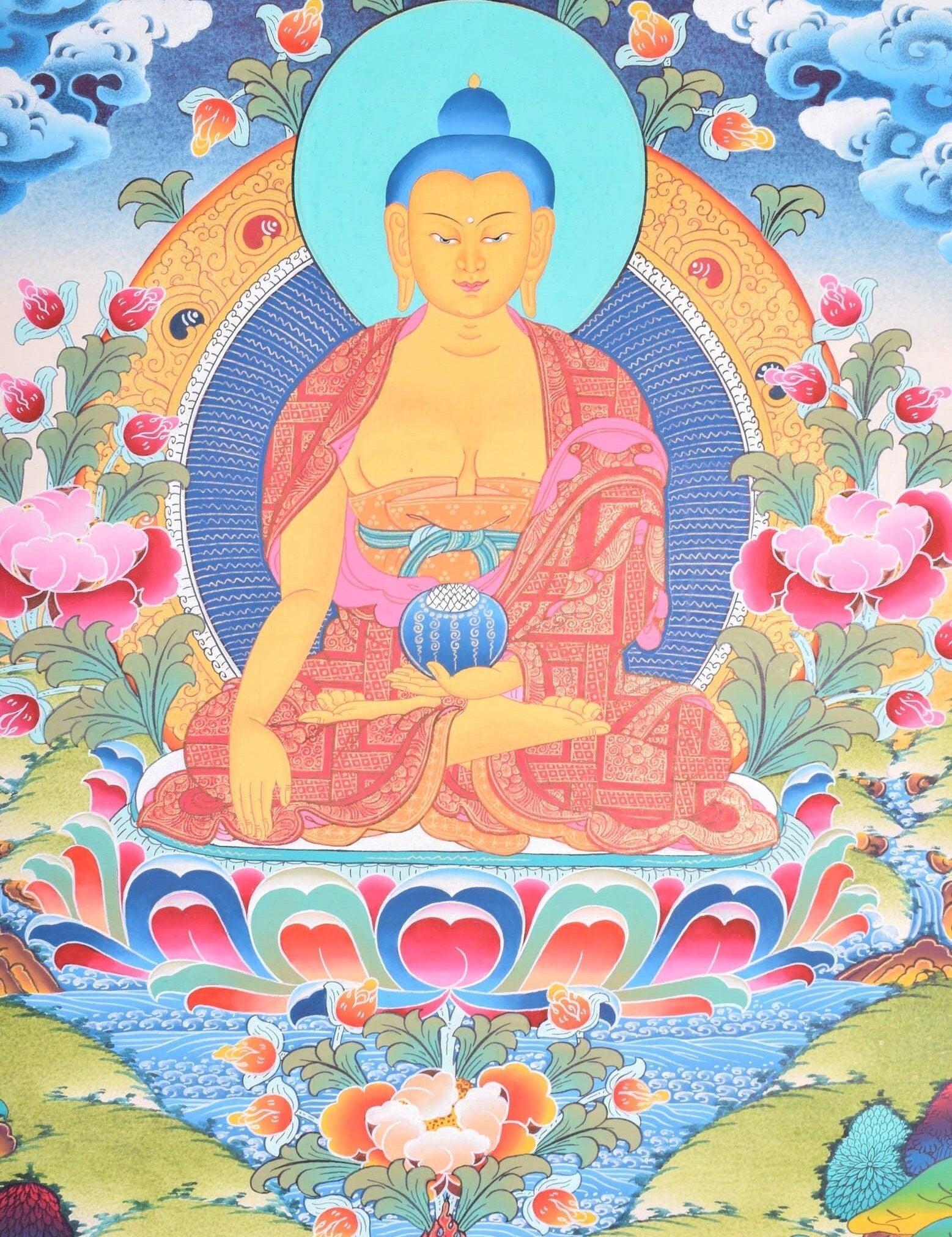 Shakyamuni buddha thangka painting for meditational practice and spiritual gift