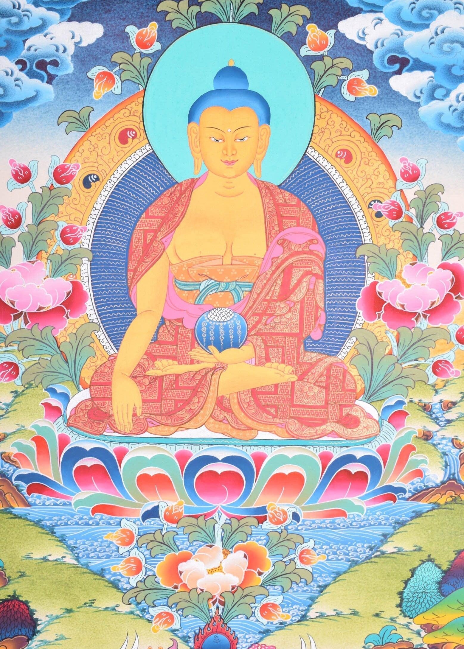 Shakyamuni buddha thangka painting for meditational practice and spiritual gift