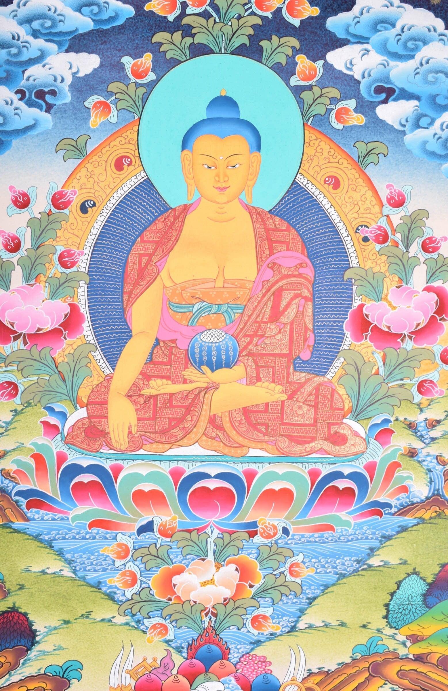 Shakyamuni buddha thangka painting for meditational practice and spiritual gift