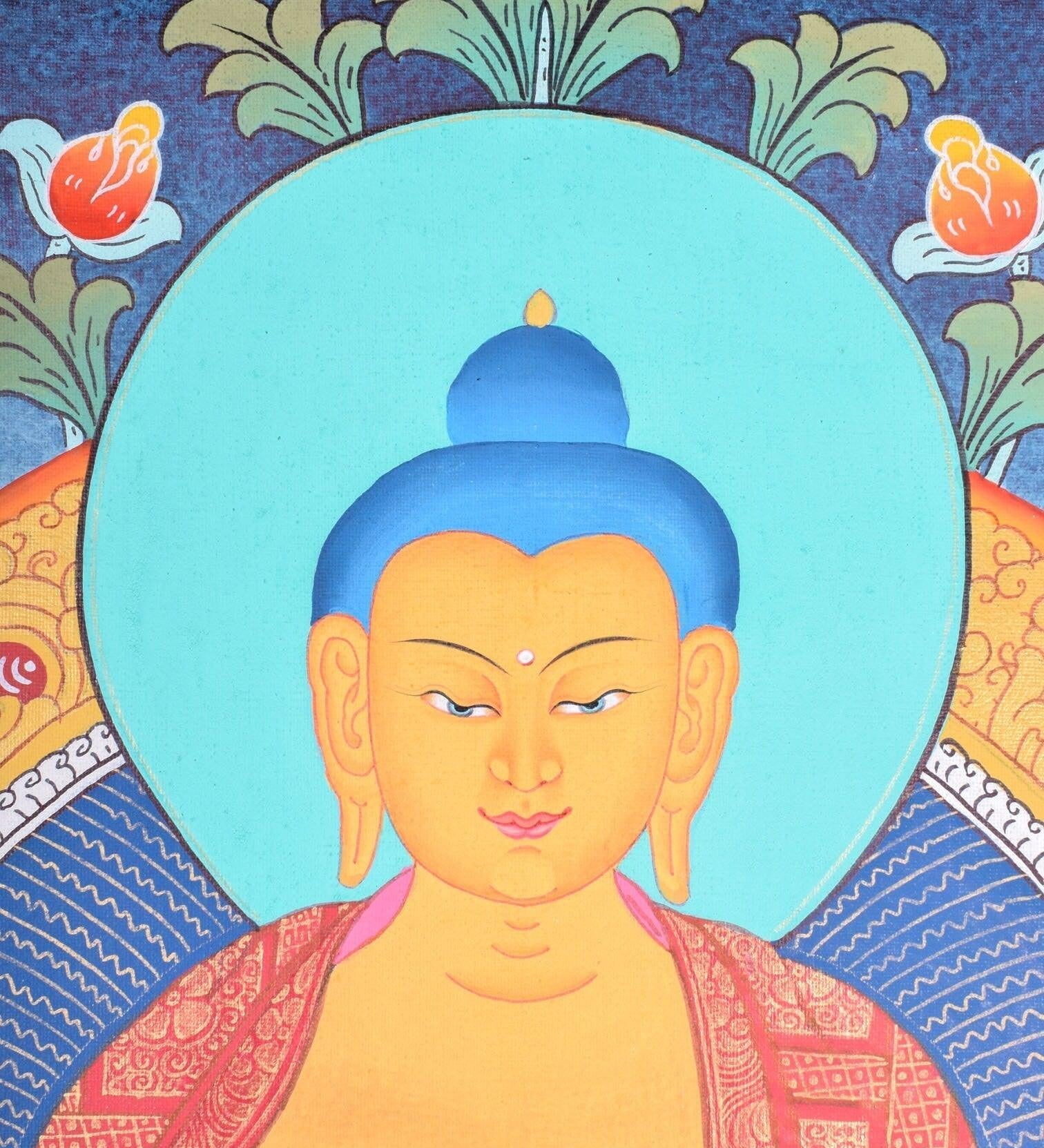 Shakyamuni buddha thangka painting for meditational practice and spiritual gift