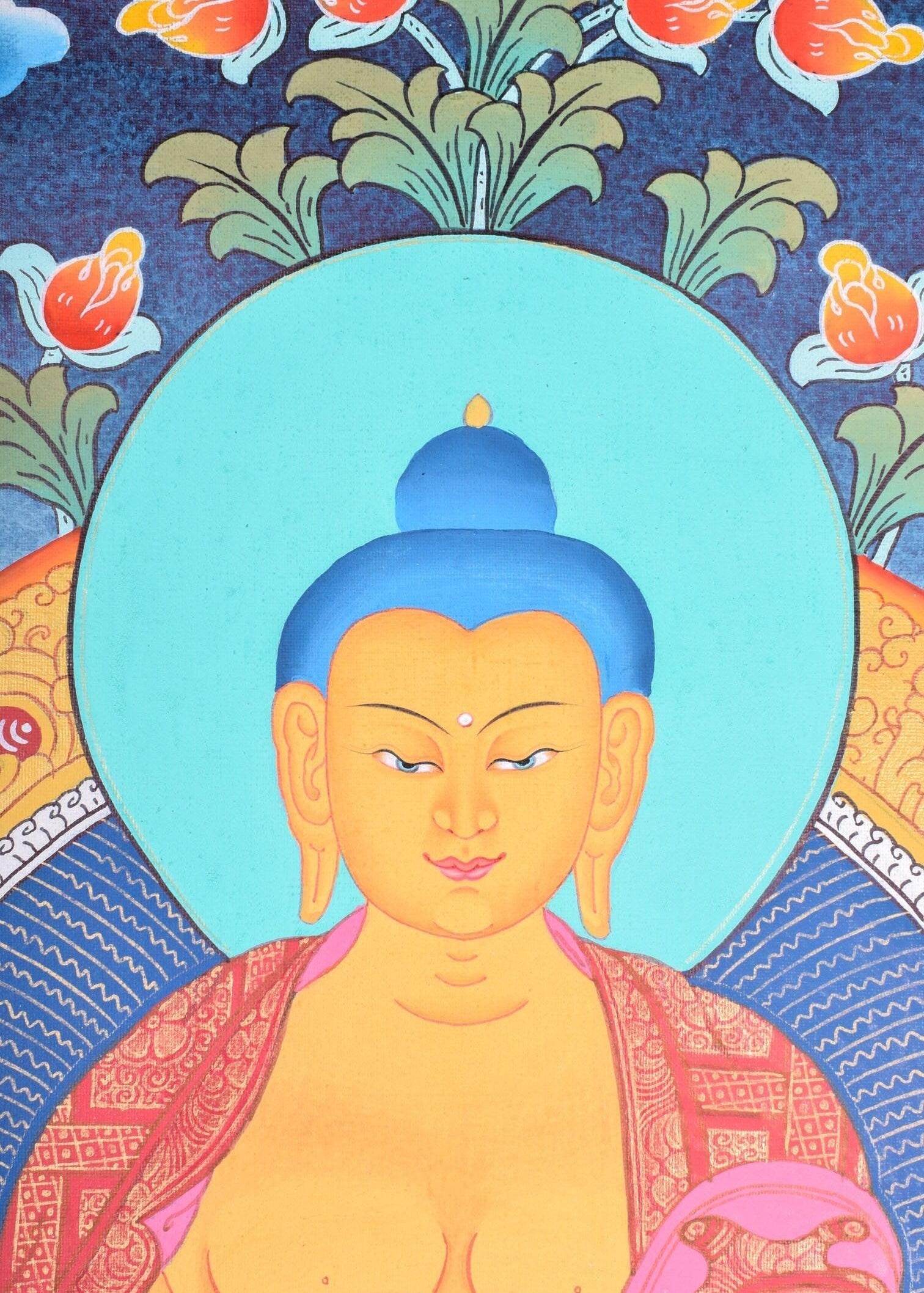 Shakyamuni buddha thangka painting for meditational practice and spiritual gift