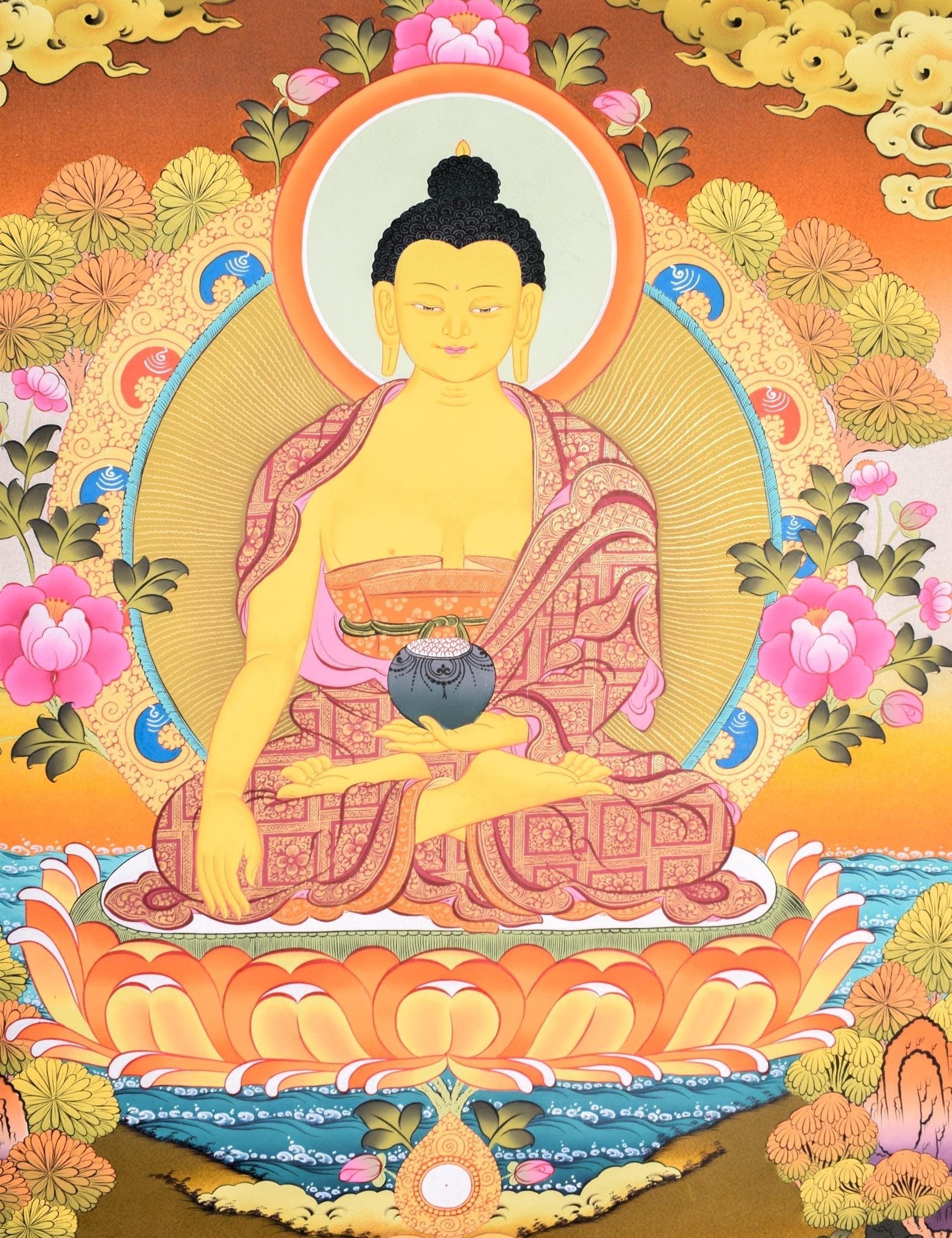 High Quality Shakyamuni Buddha Thangka Art for Meditation and Decoration