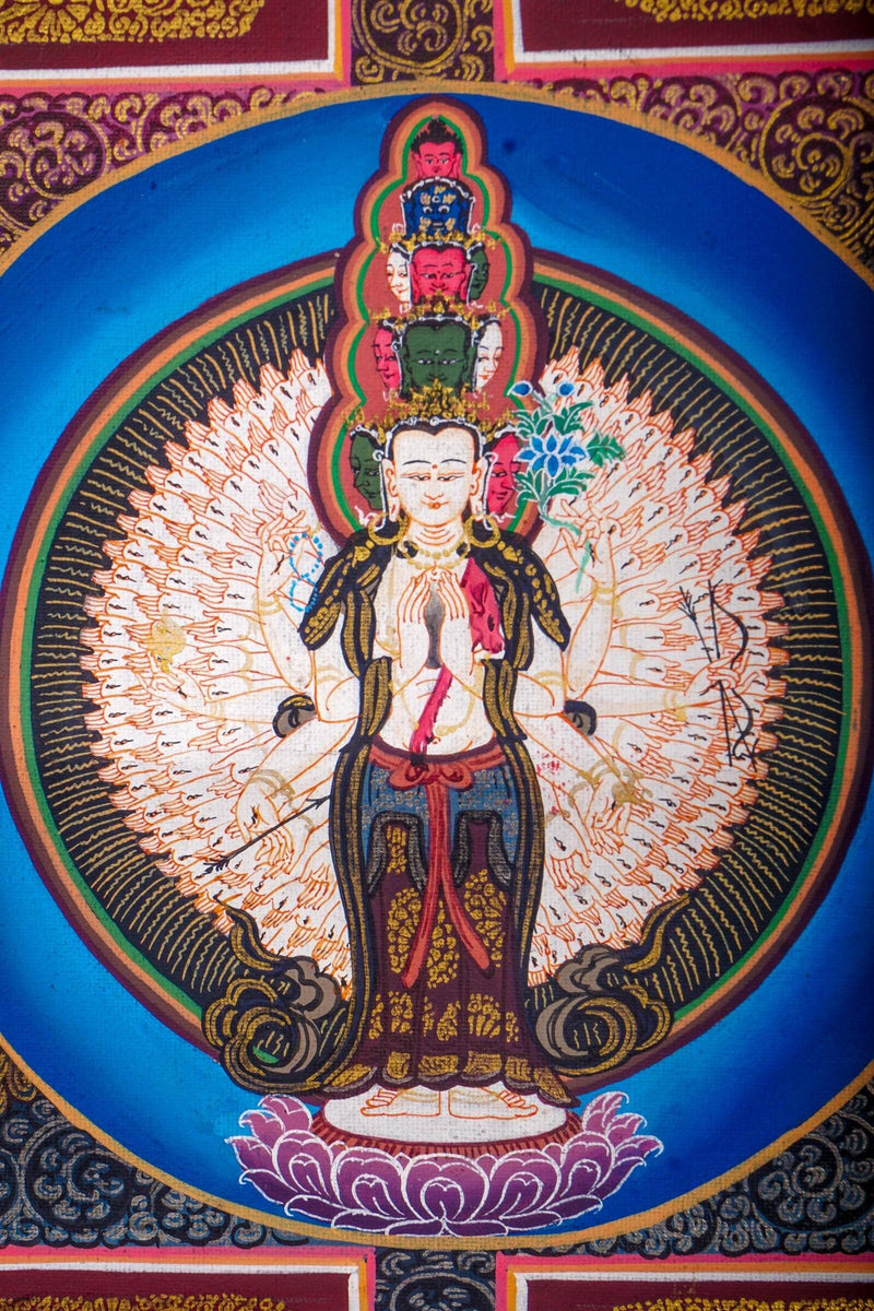 1000 Arm Avalokiteshvara Mandala Handmade Thangka for Home decor and meditational practice