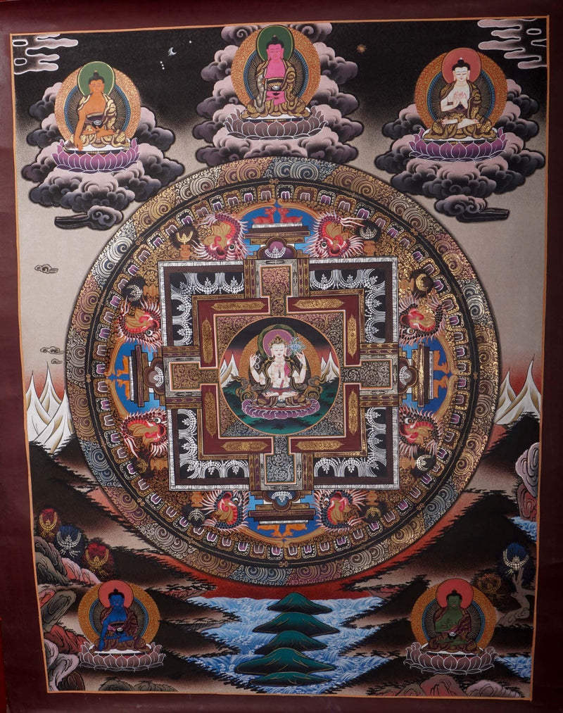 Chengresi Boddhisattva Mandala for room decoration and chakra healing