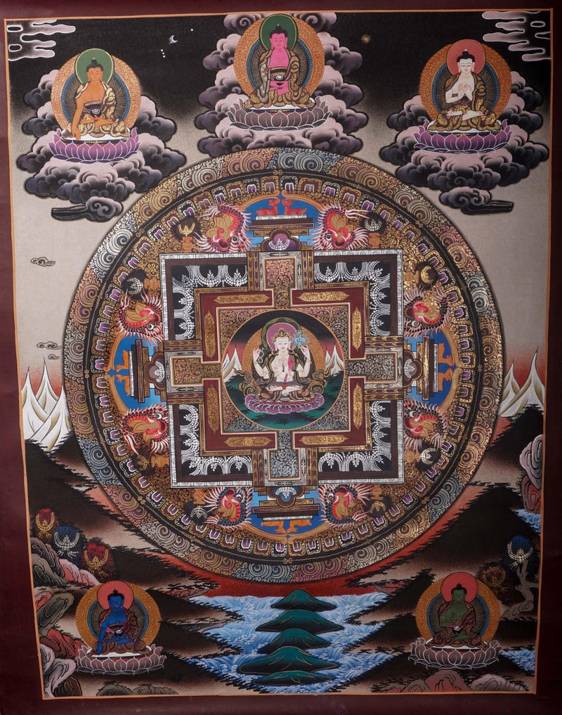Chengresi Boddhisattva Mandala for room decoration and chakra healing