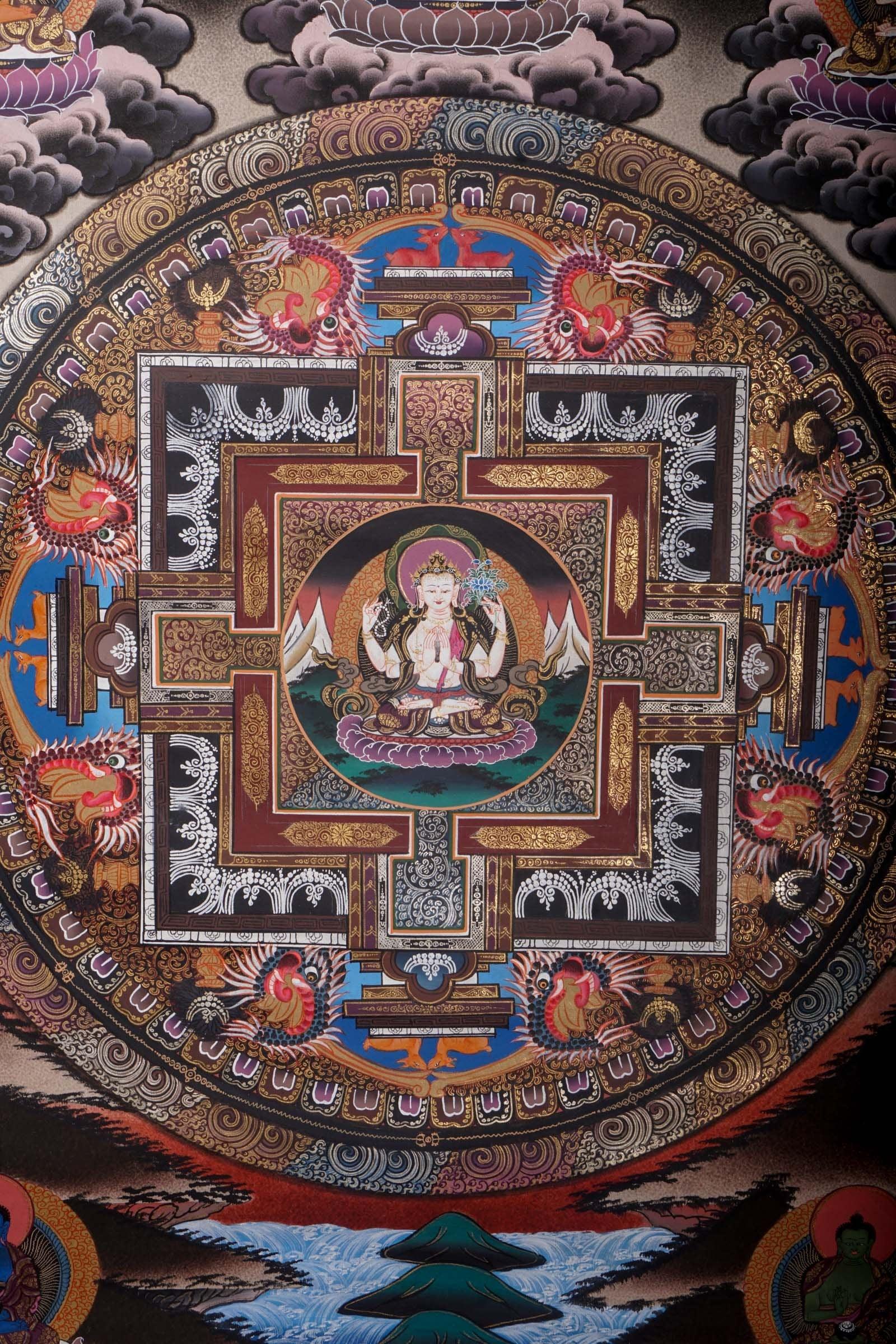 Chengresi Boddhisattva Mandala for room decoration and chakra healing