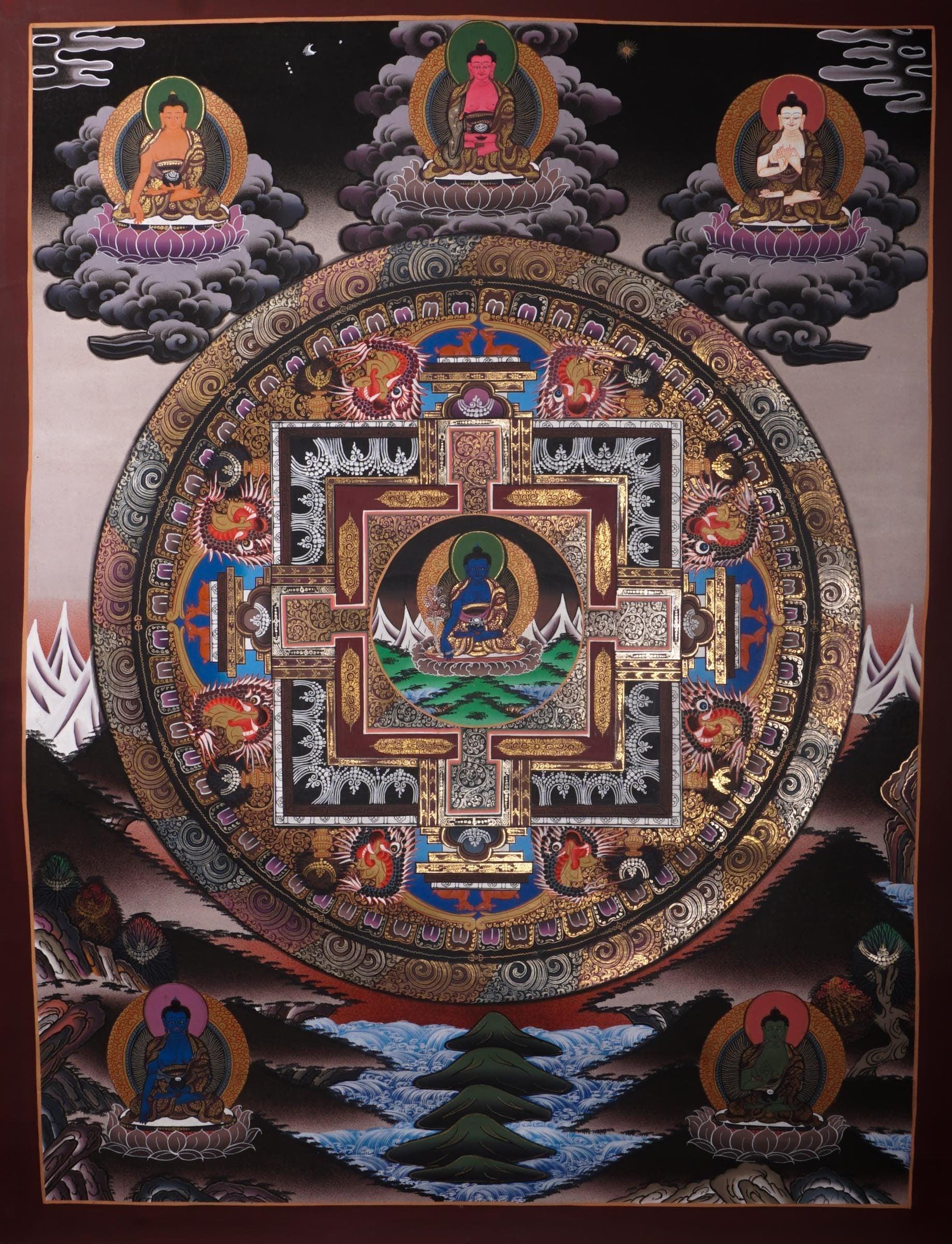 Mandala Thangka of Medicine Buddha  for chakra healing