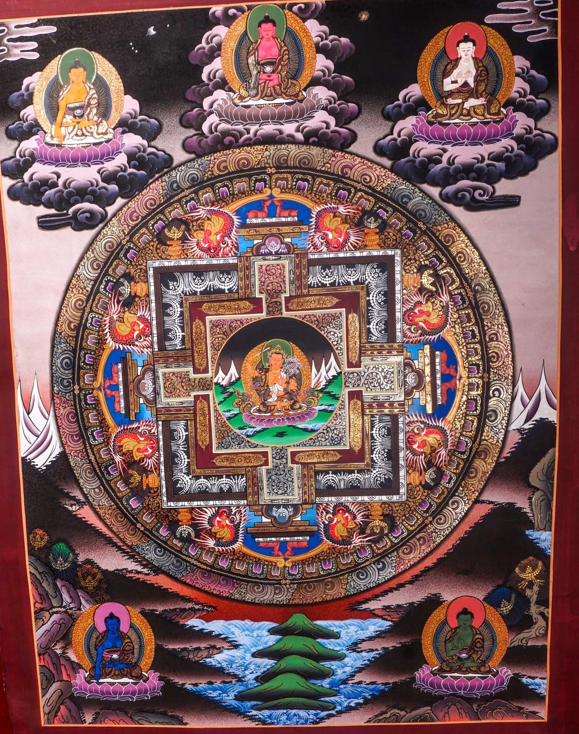 Manjushri Mandala Thangka Art For Meditational Practice and Spiritual Gifts