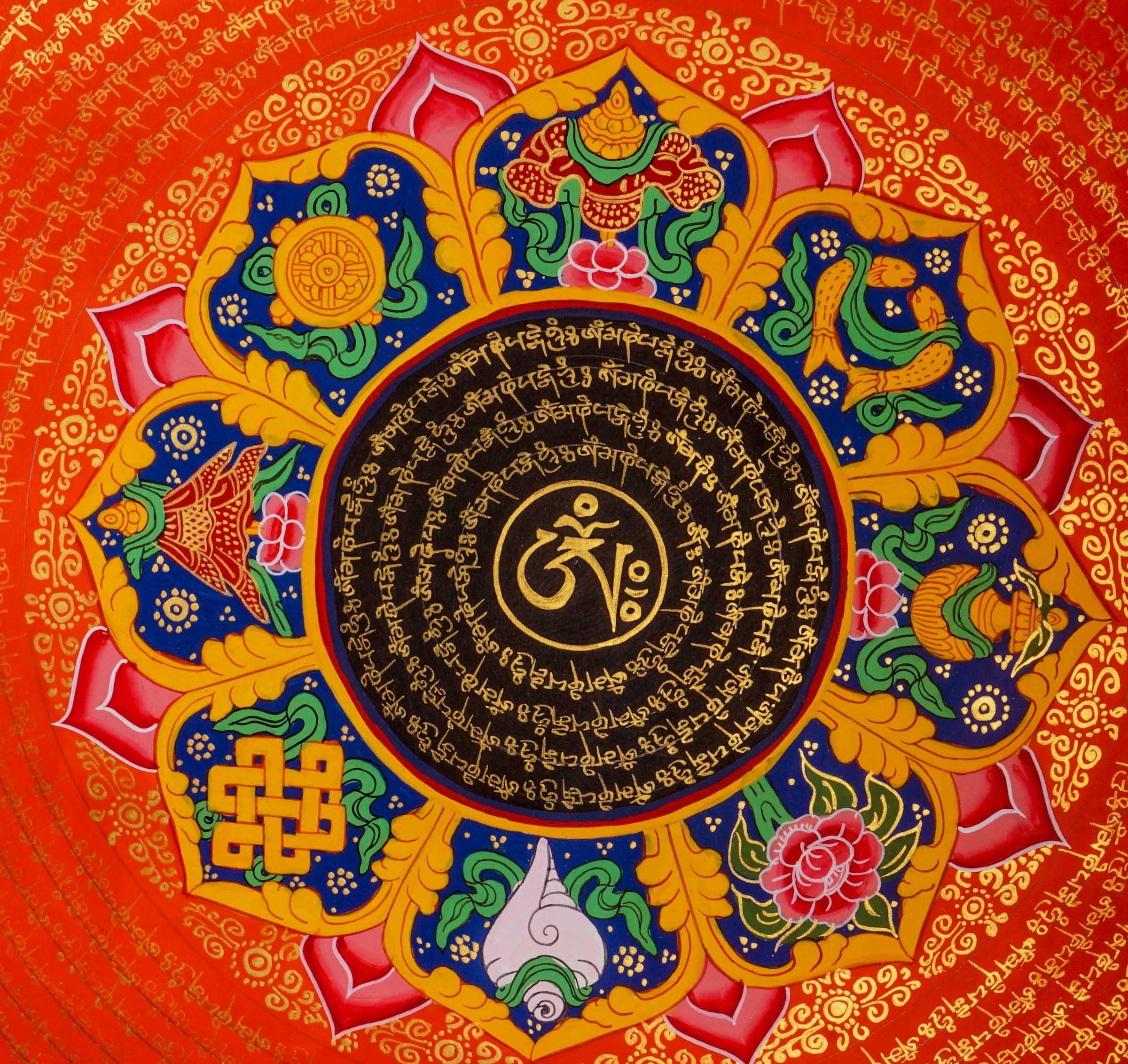 Om Mantra Mandala Thangka from Lamas of Himalayas 