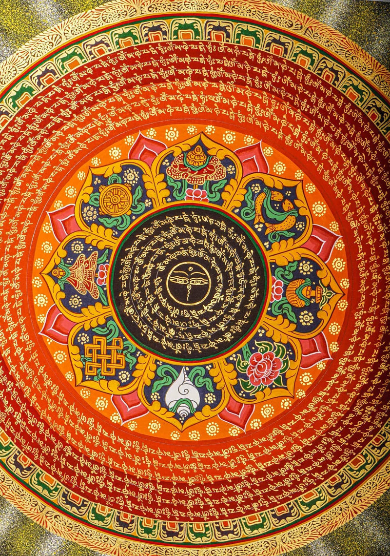 Traditional Mantra Mandala Thangka Art from Nepal