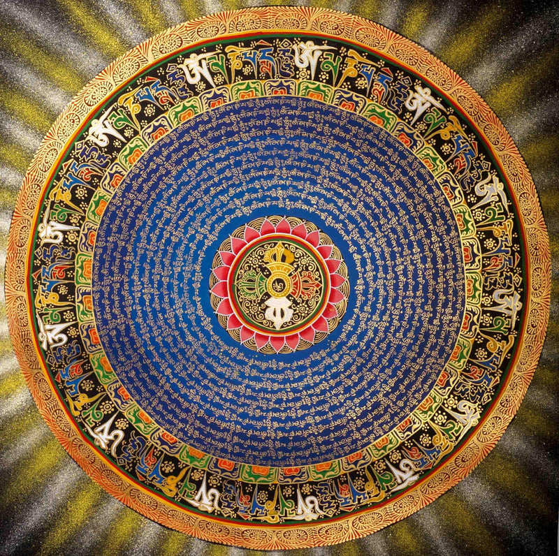 Traditional Mantra Mandala Thangka Art from Nepal