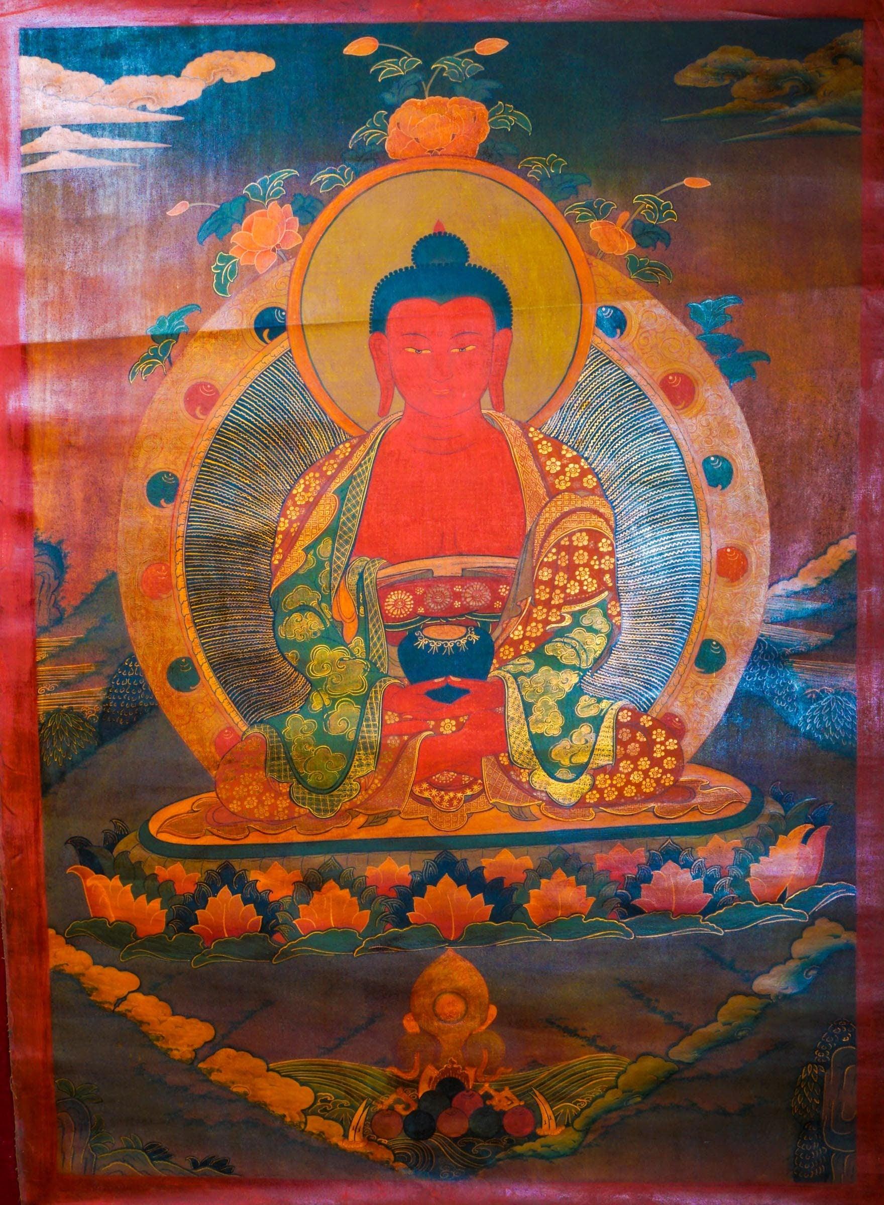 Antique Amitabha buddha thangka painting