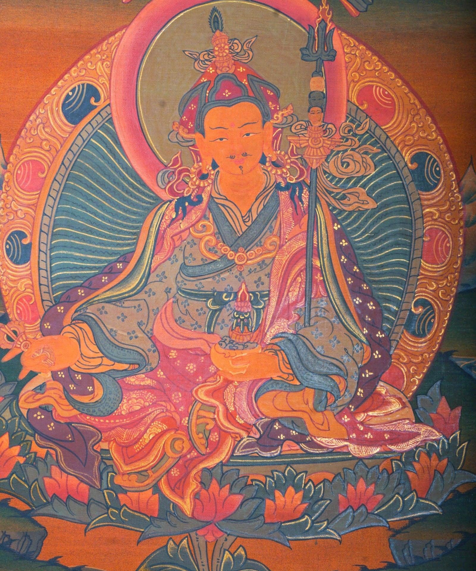 Handmade Guru Rinpoche Tibetan Thangka from Nepal
