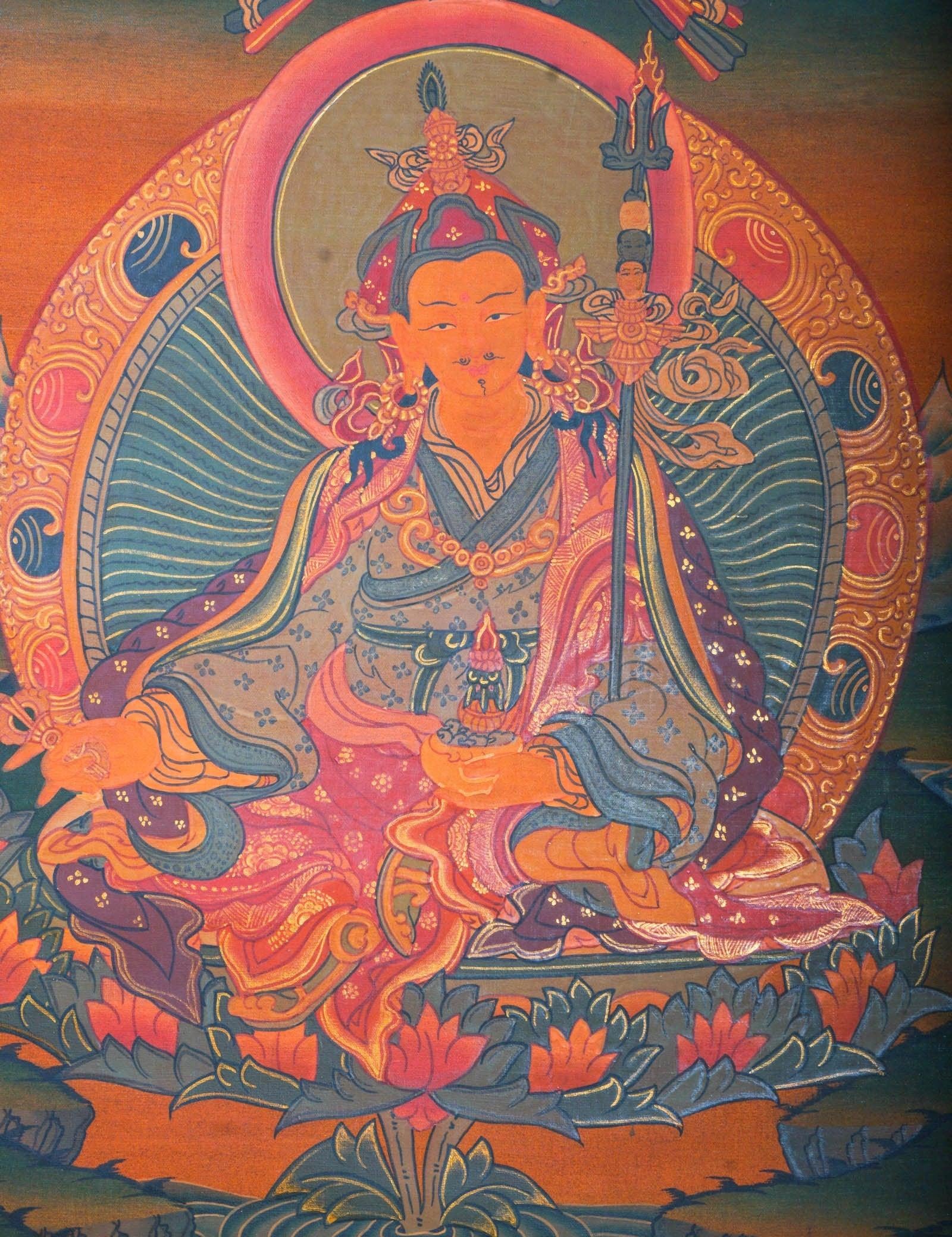 Handmade Guru Rinpoche Tibetan Thangka from Nepal