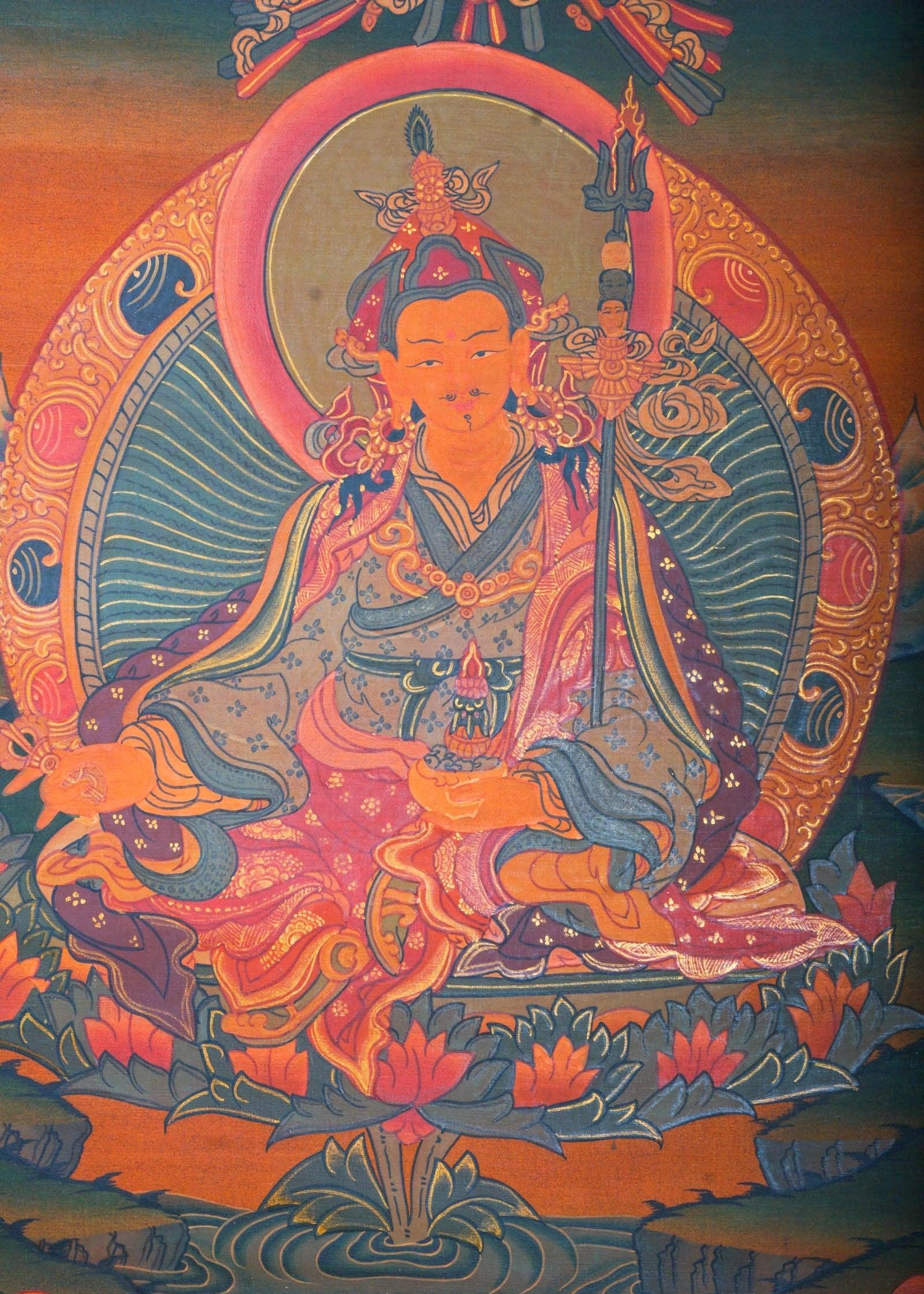 Handmade Guru Rinpoche Tibetan Thangka from Nepal