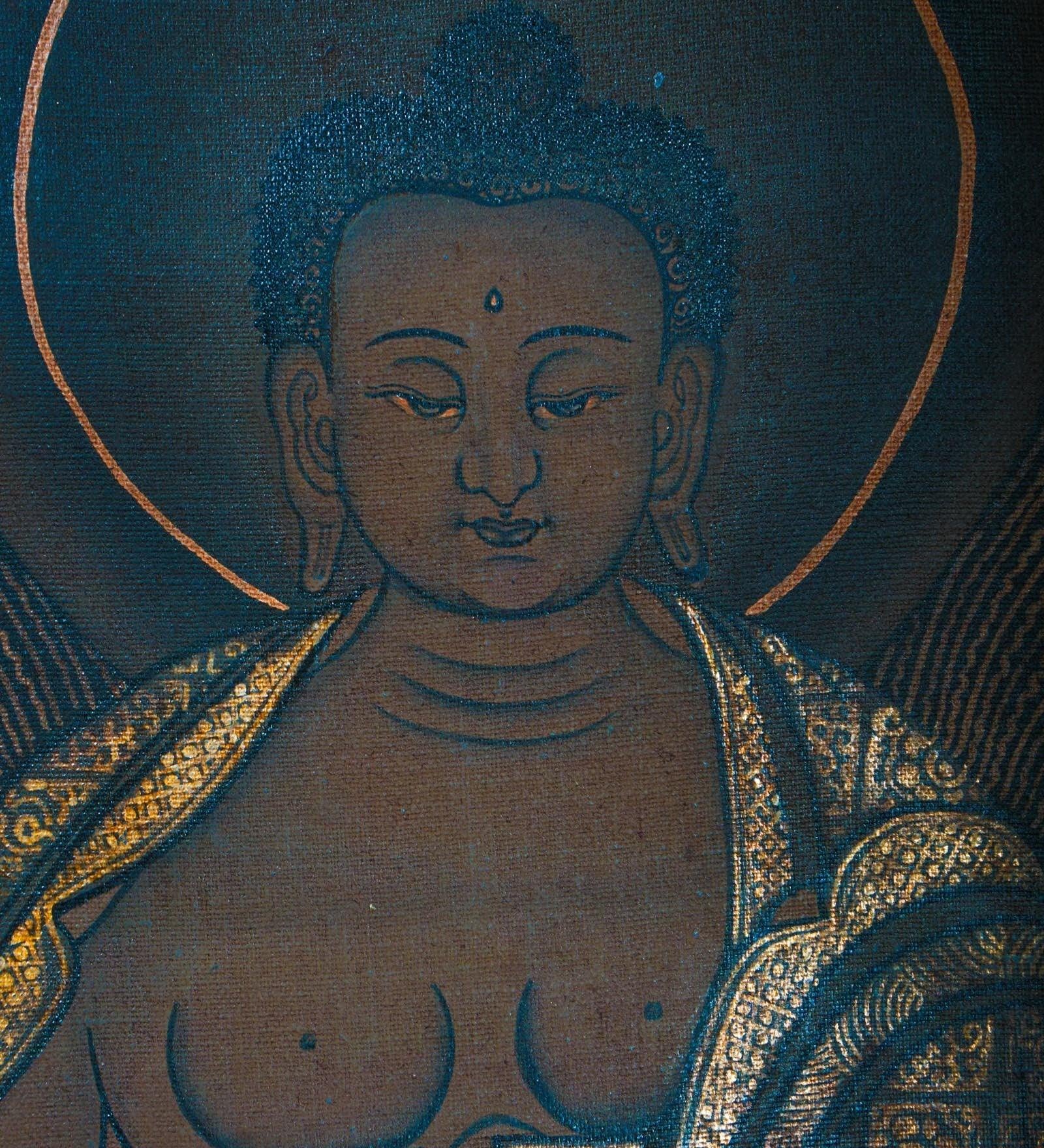 Antique Shakyamuni Buddha Thangka Art for healing and meditation