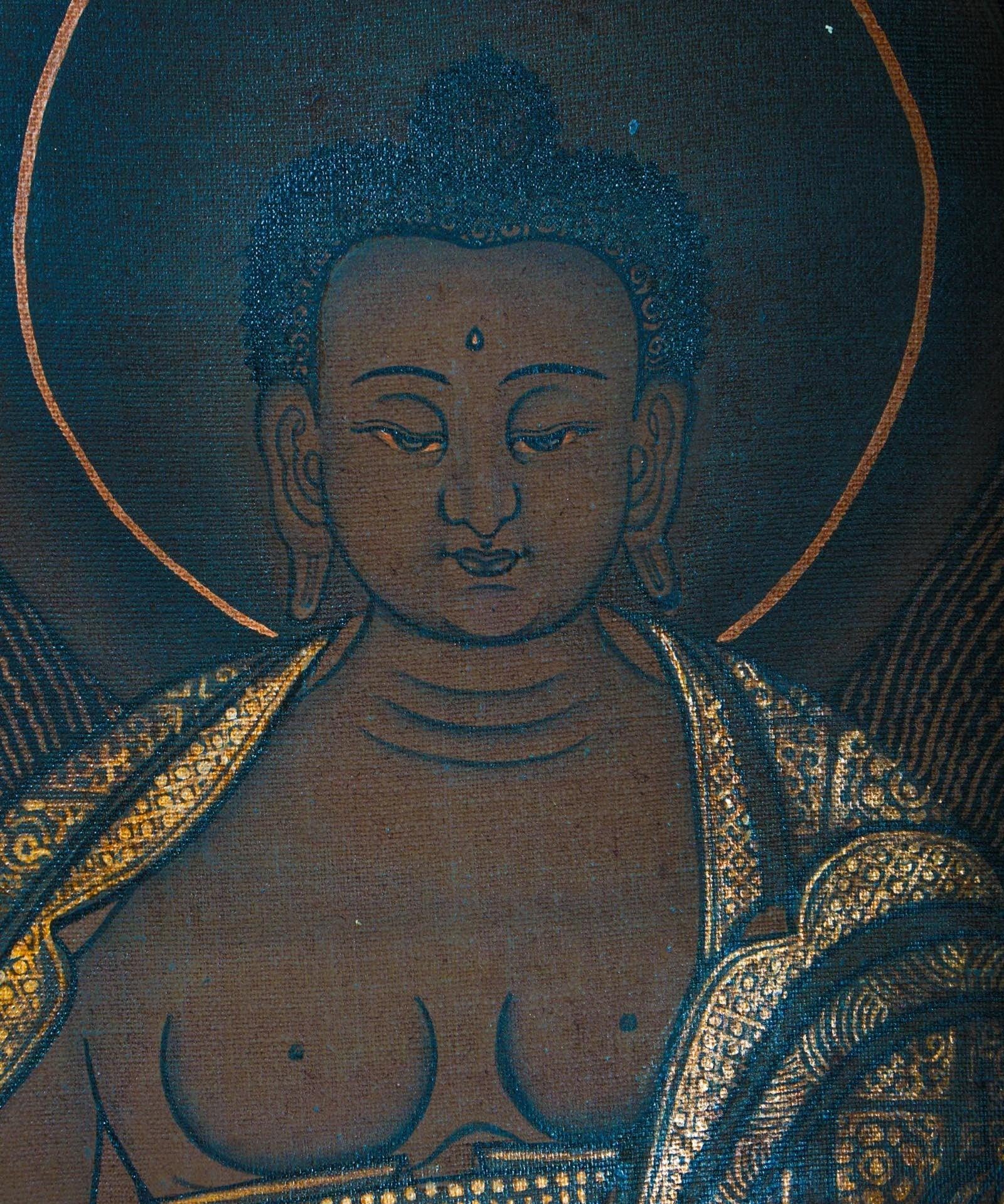 Antique Shakyamuni Buddha Thangka Art for healing and meditation
