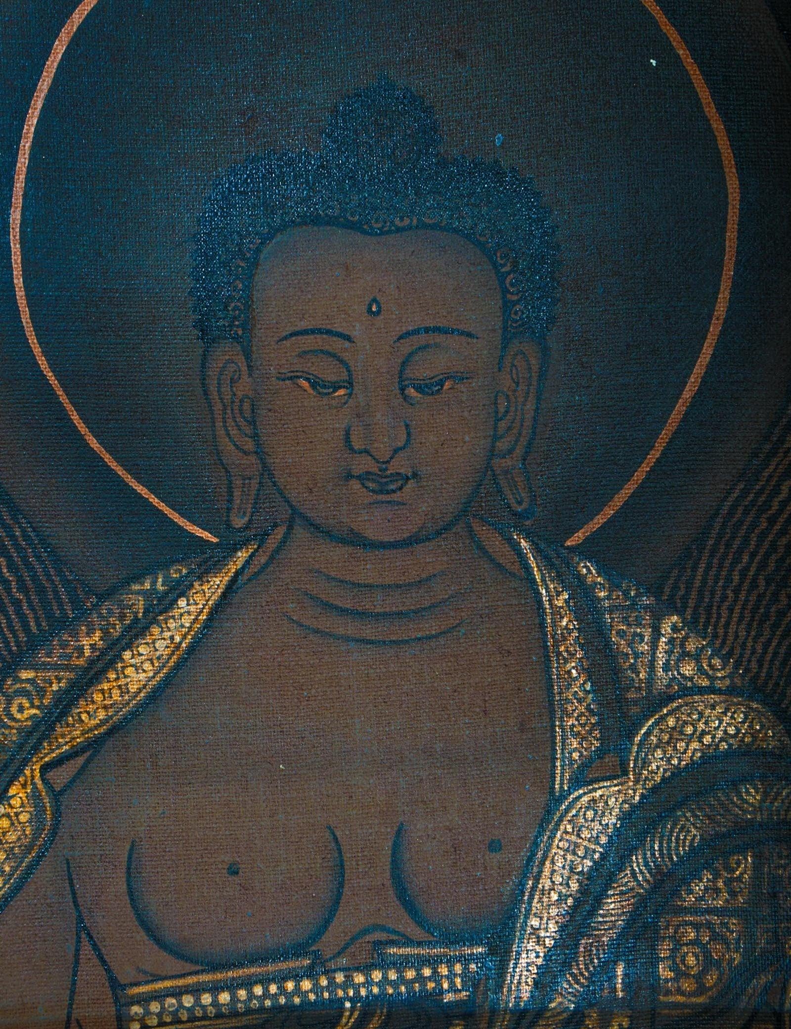 Antique Shakyamuni Buddha Thangka Art for healing and meditation