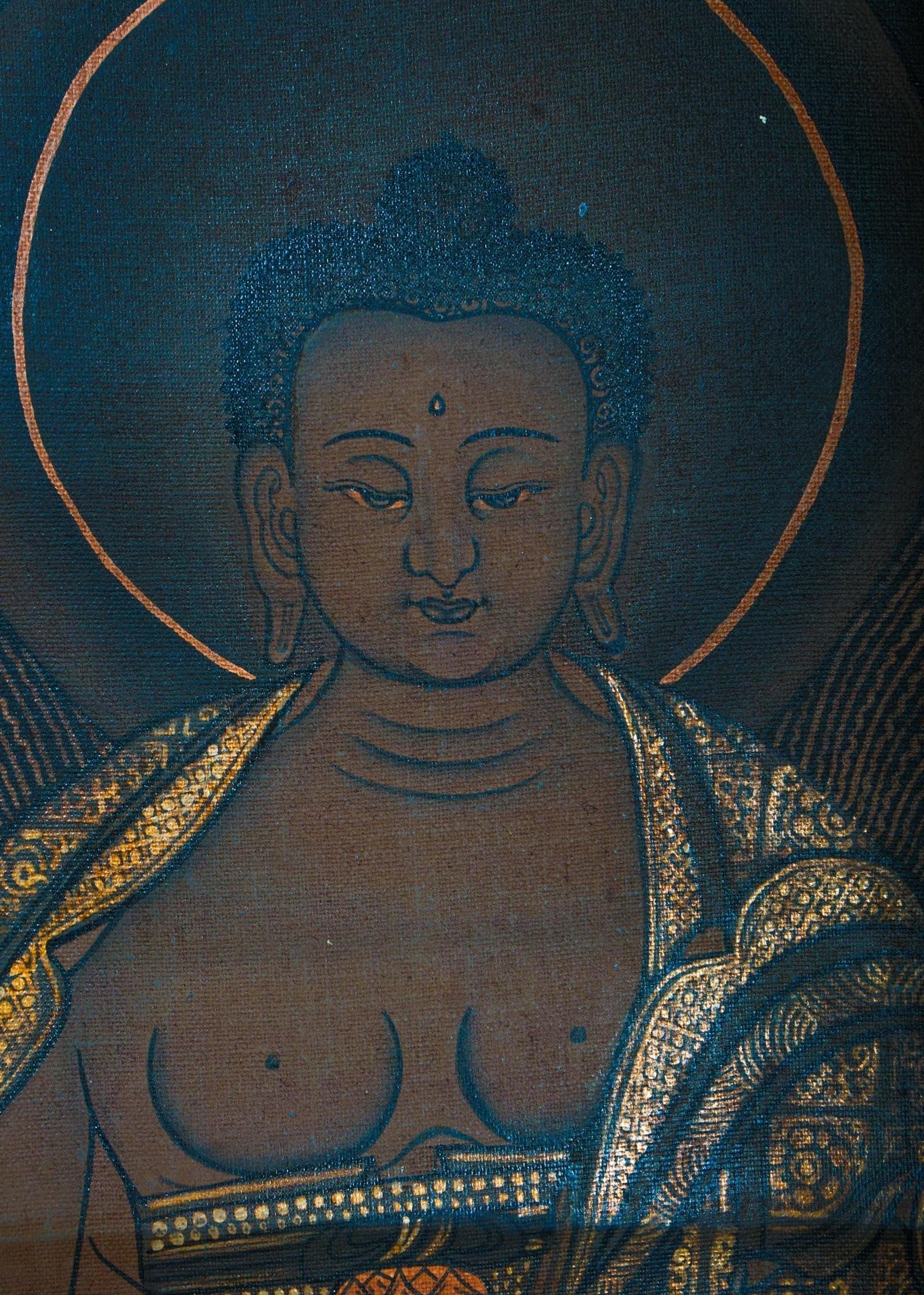 Antique Shakyamuni Buddha Thangka Art for healing and meditation