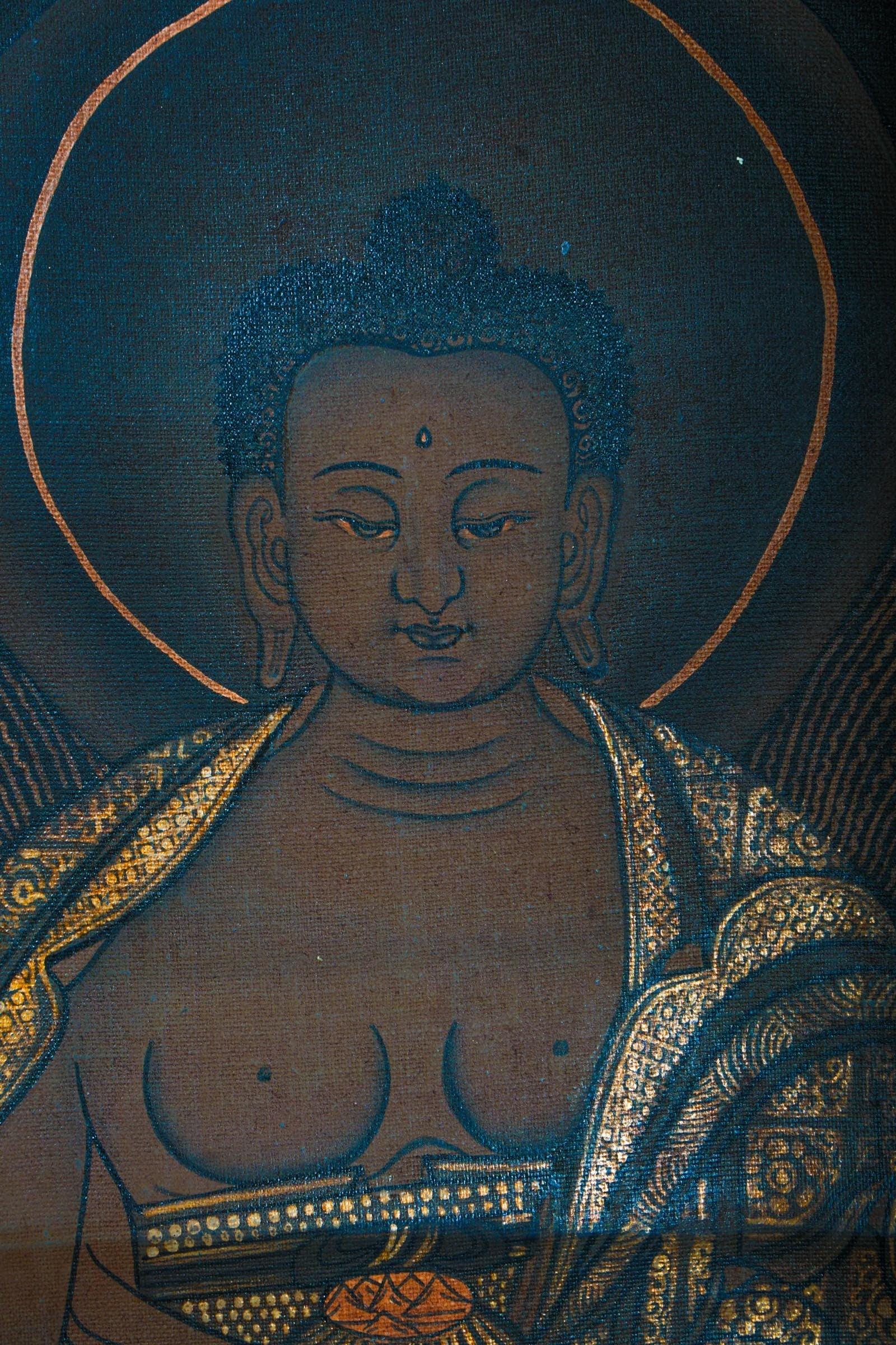 Antique Shakyamuni Buddha Thangka Art for healing and meditation