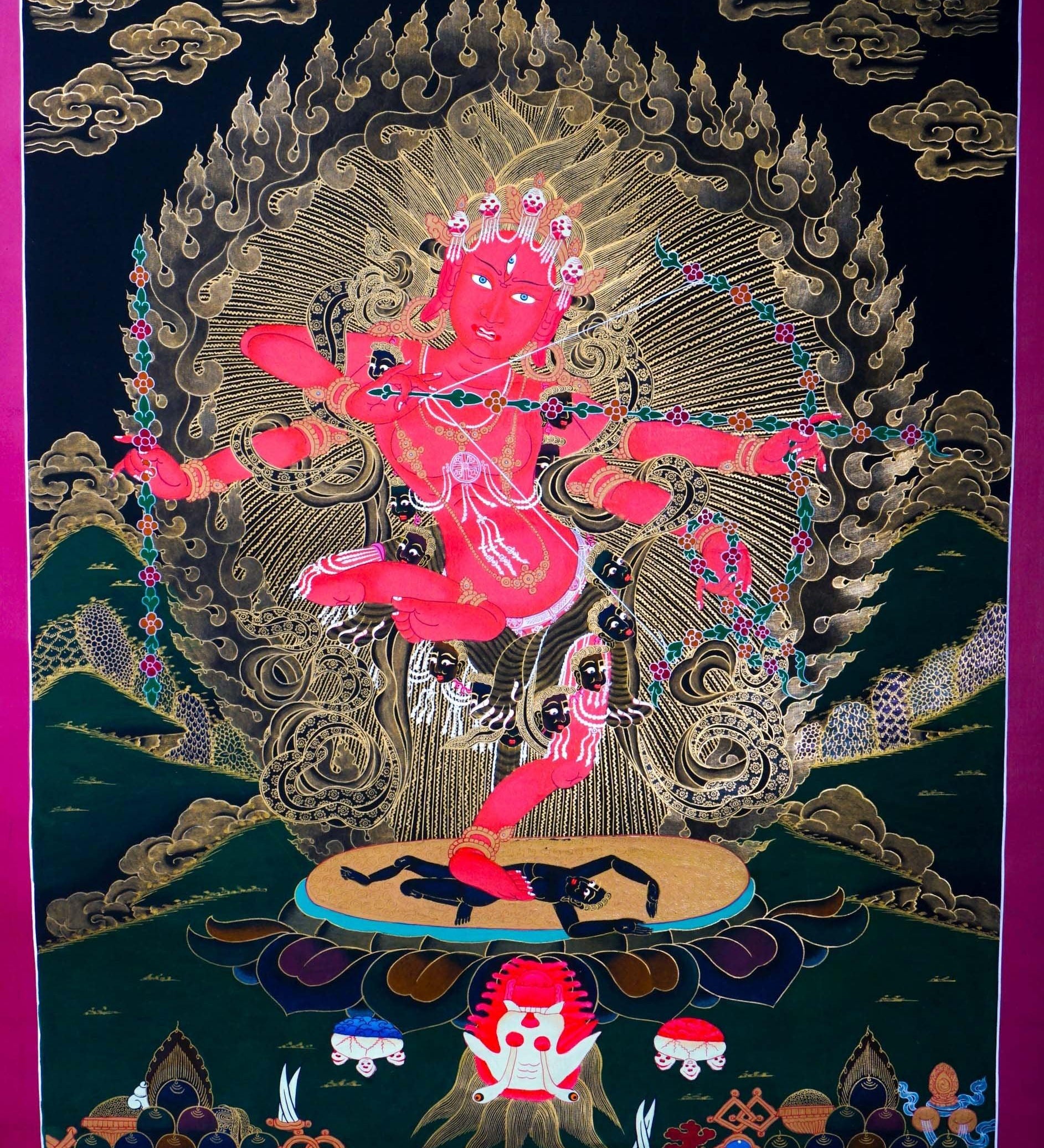 Handmade Kurkulla Thangka Painting for Meditation Practice