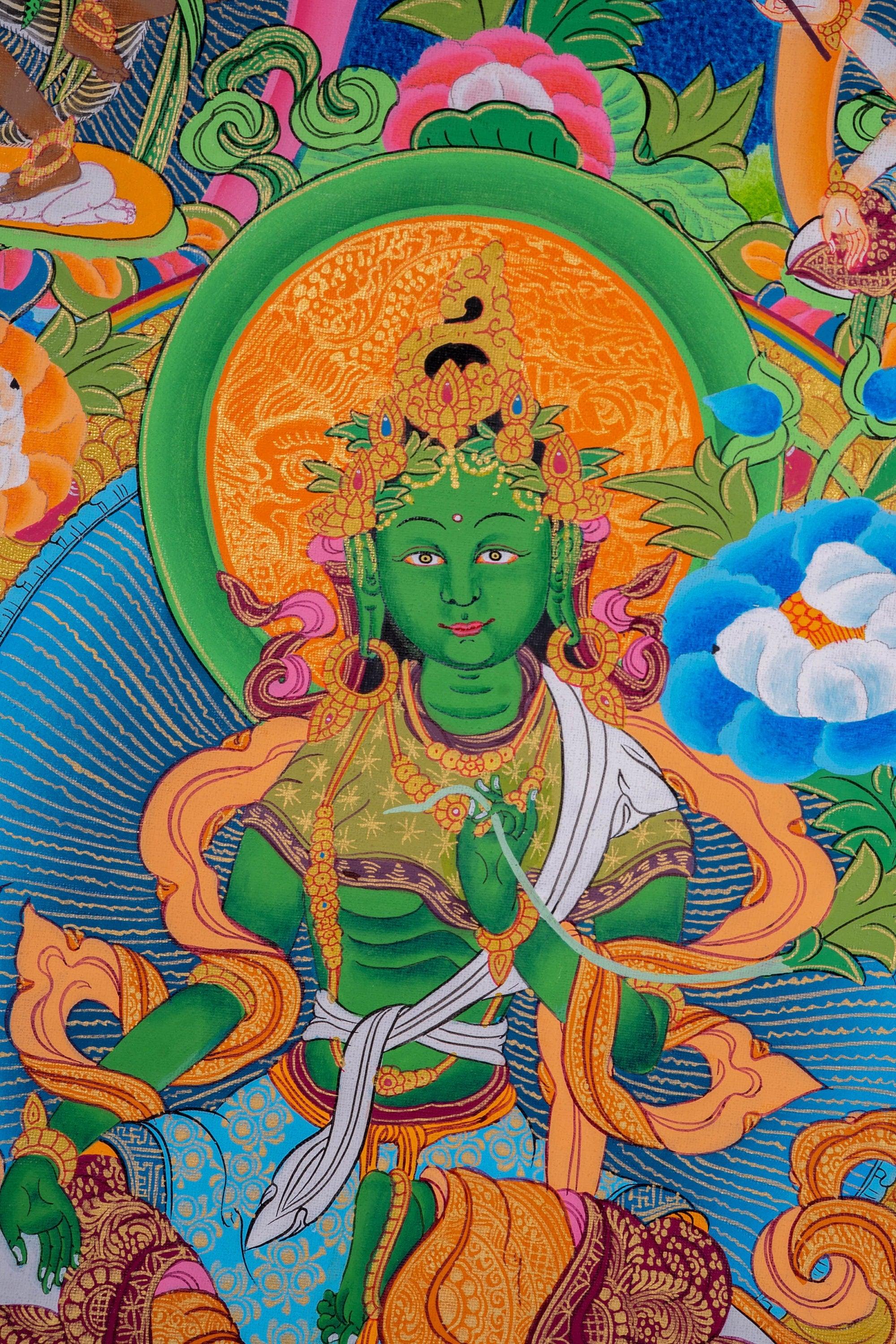 High Quality 21 Green Tara Thangka Paintings