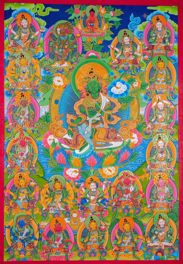 High Quality 21 Green Tara Thangka Paintings